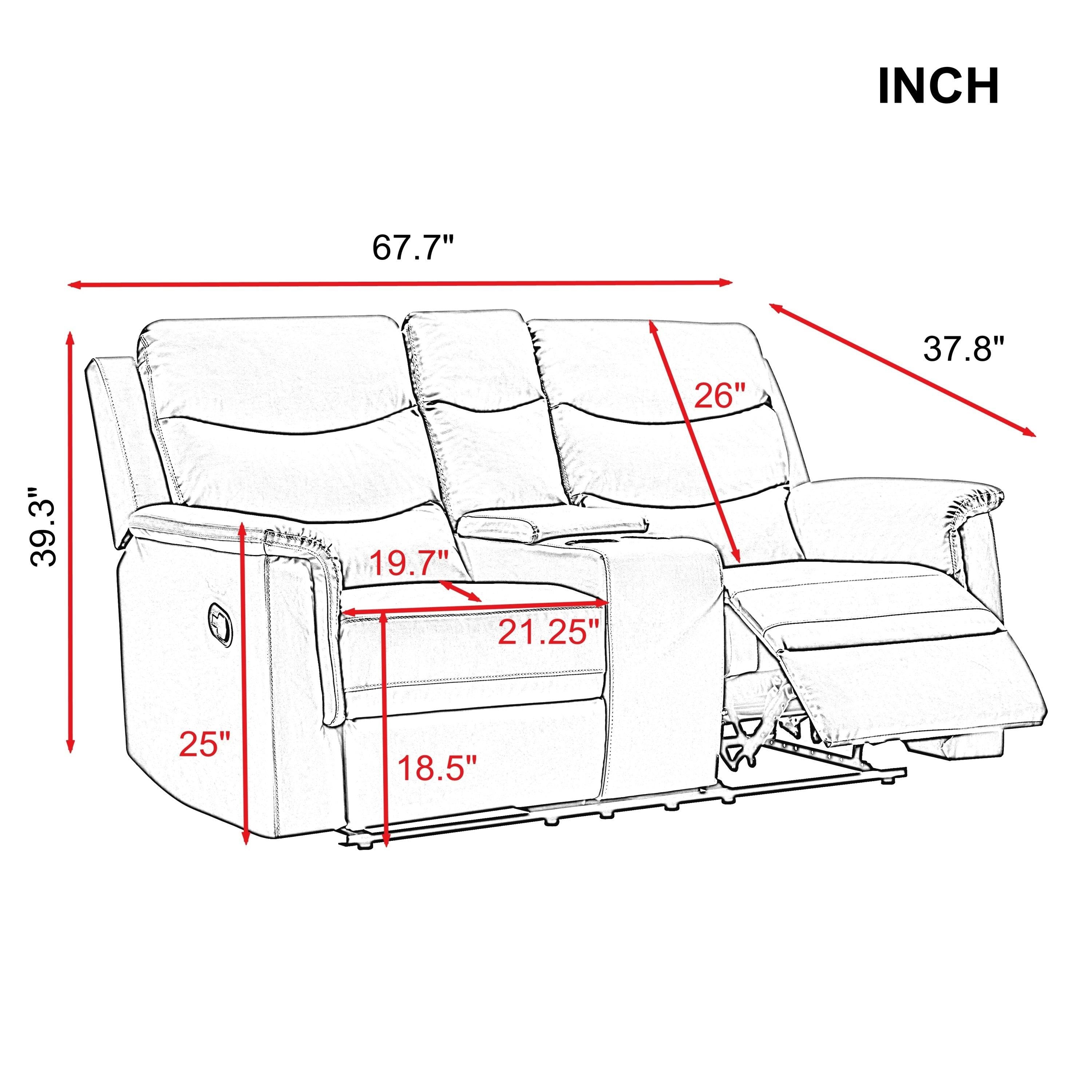 2-SEATER MOTION SOFA GREY PU