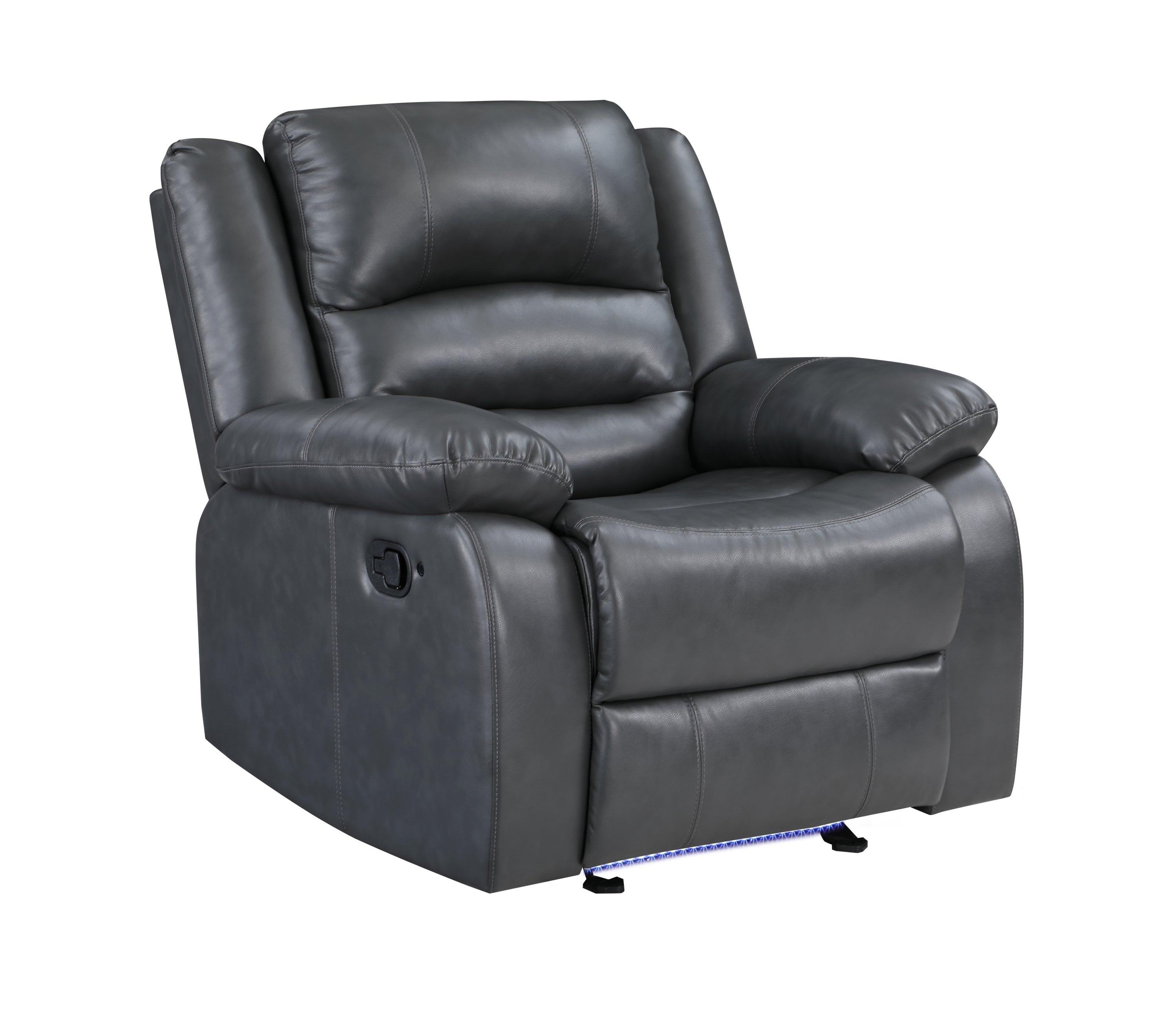 Martin Manual Reclining Chair finished with Faux Leather/ Wood in Gray