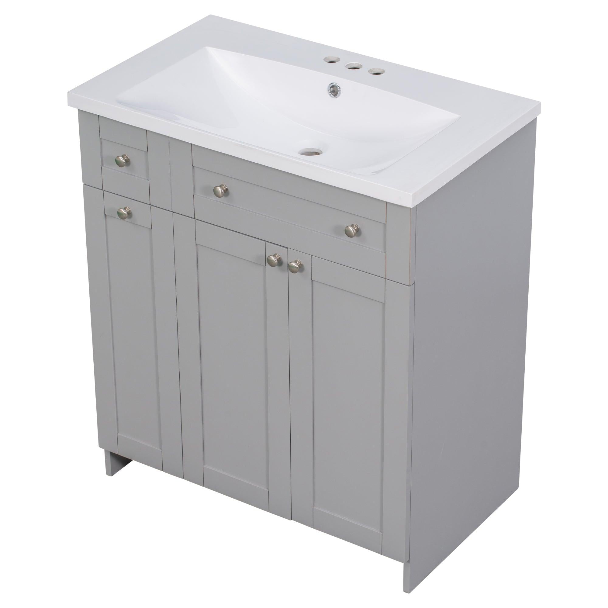 30" Bathroom vanity with Single Sink in grey,Combo Cabinet Undermount Sink,BathroomStorage Cabinet,Solid Wood Frame