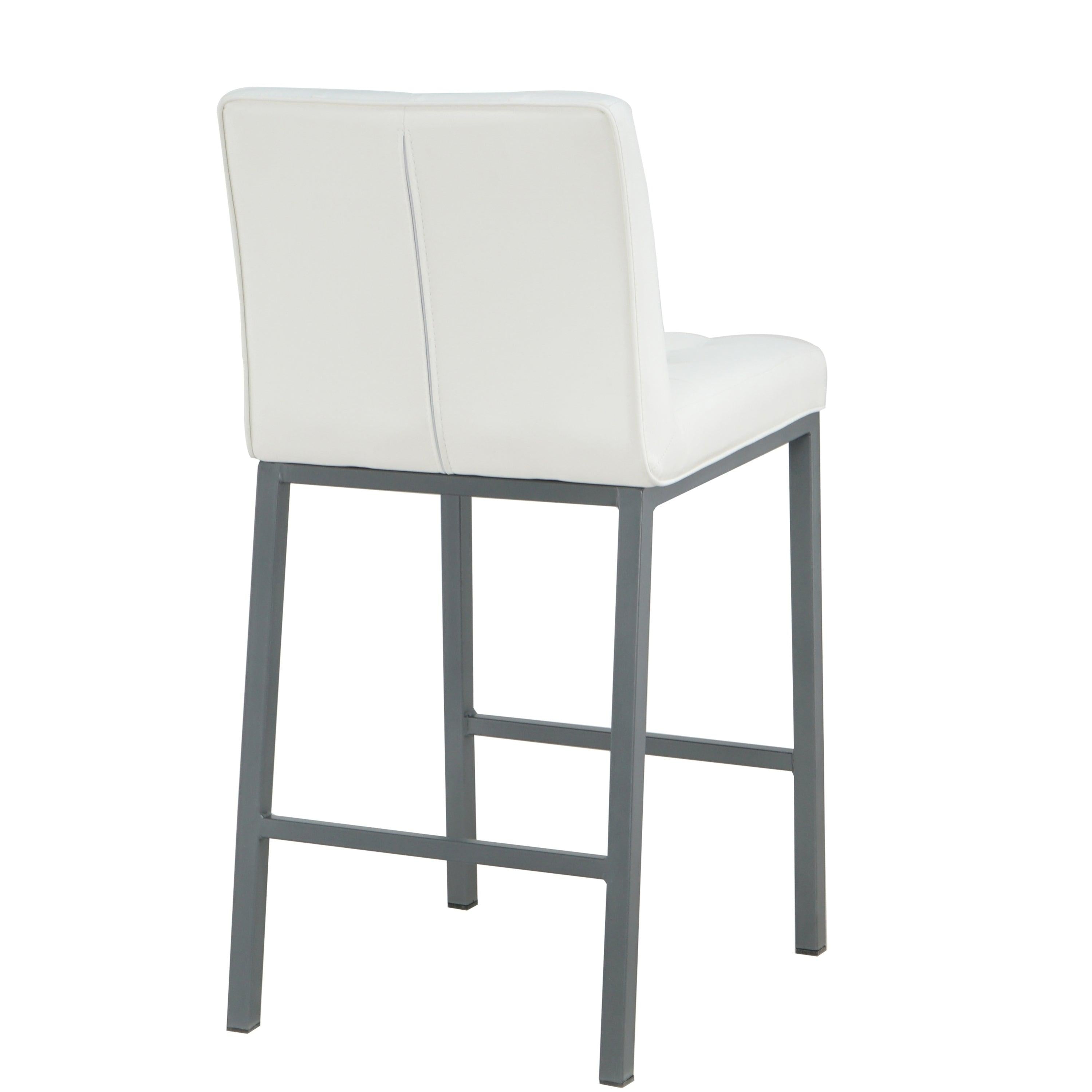 CheapModern Design High Counter Stool metal legs Kitchen Restaurant white pu Bar Chair(set of 2)