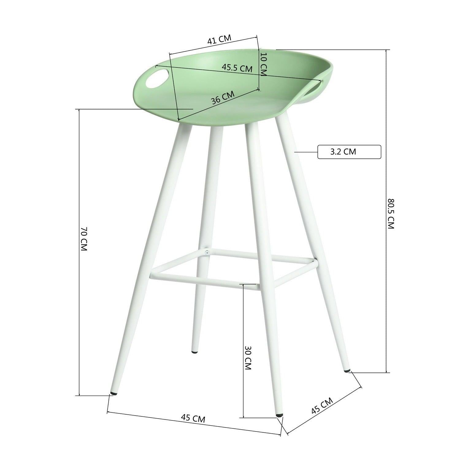 Bak Bar & Counter Stool (Set of 2) - MINT & WHITE