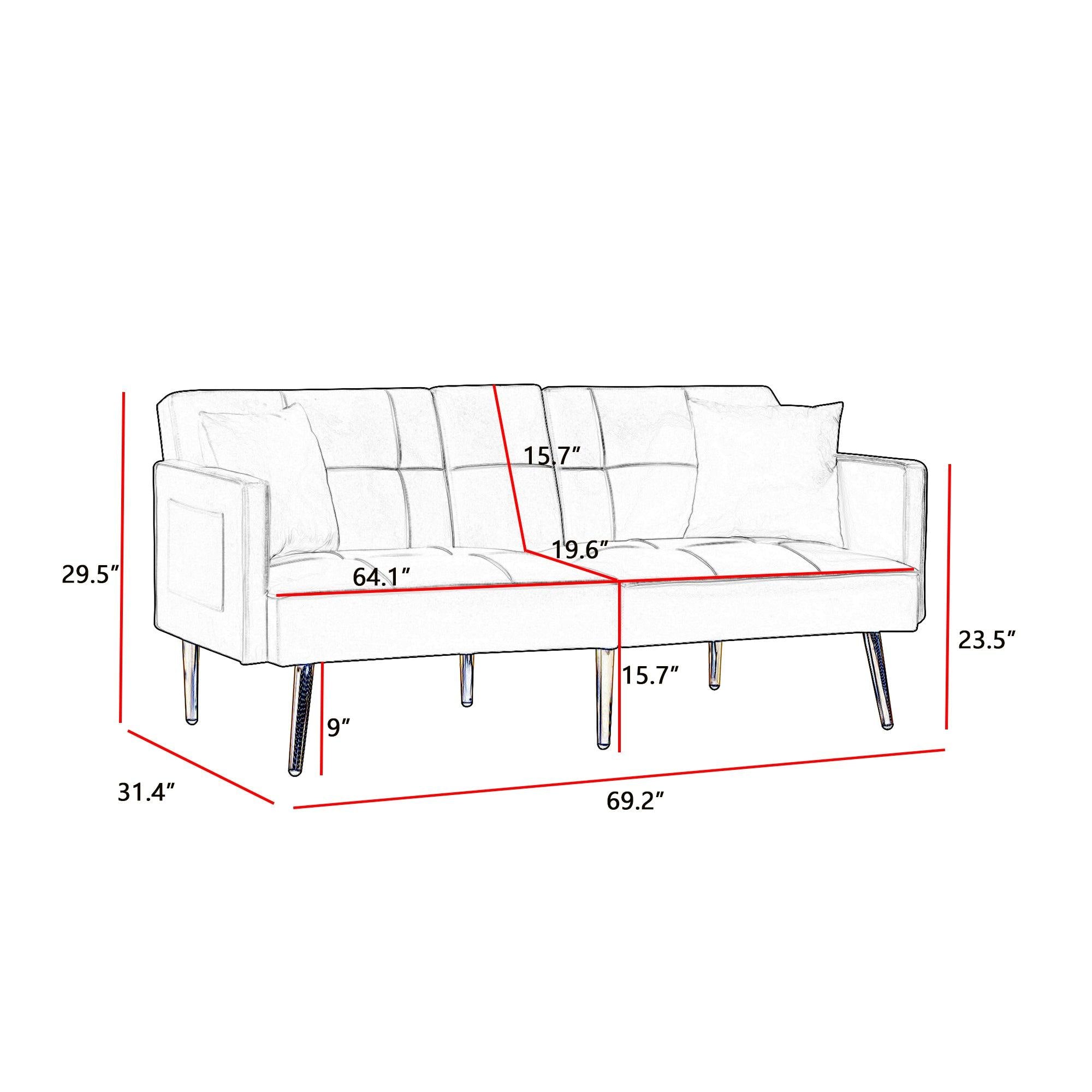 GREY VELVET SOFA BED