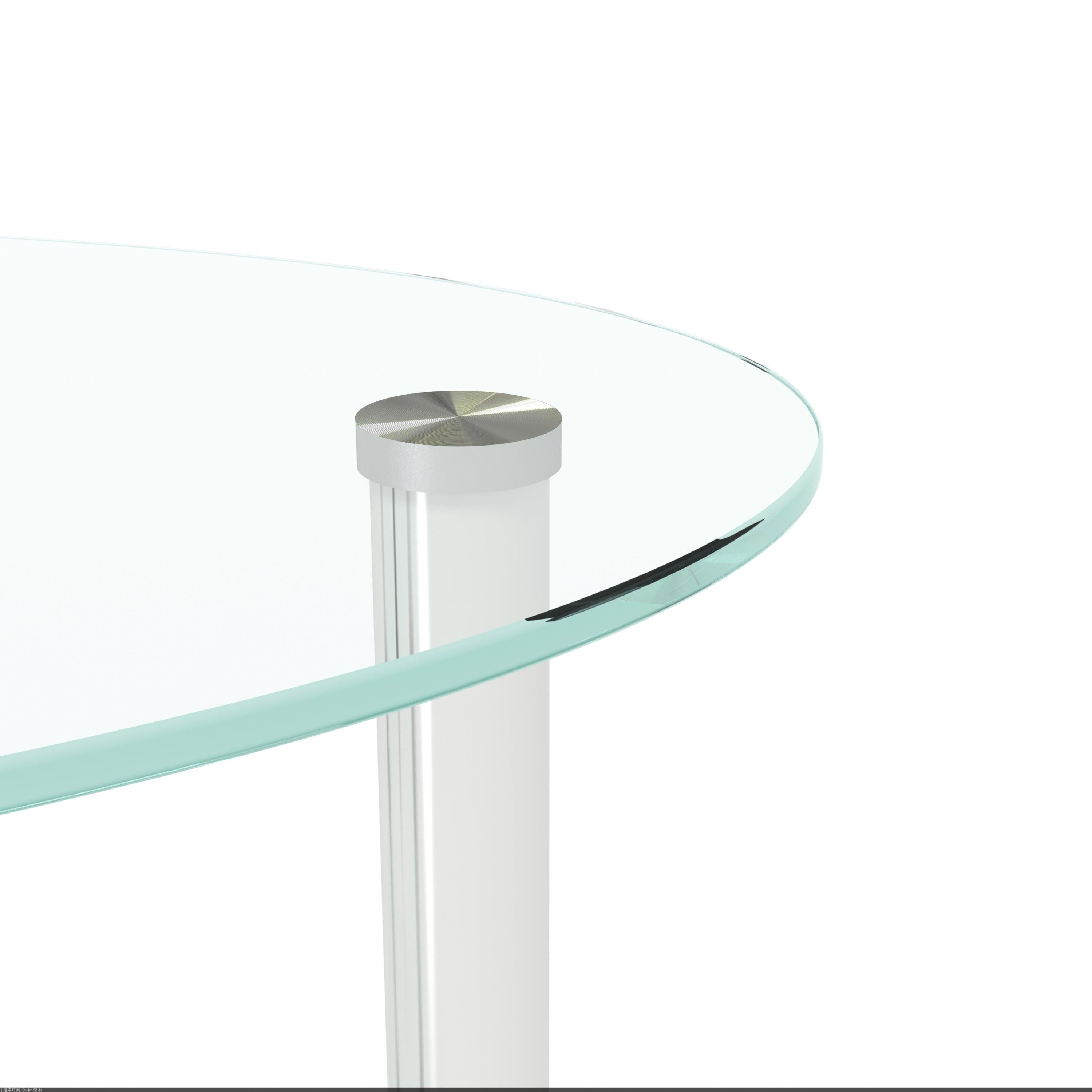 Transparent Oval glass coffee table,Modern table with stainless steel  leg, tea table 3-layer glass table for living room