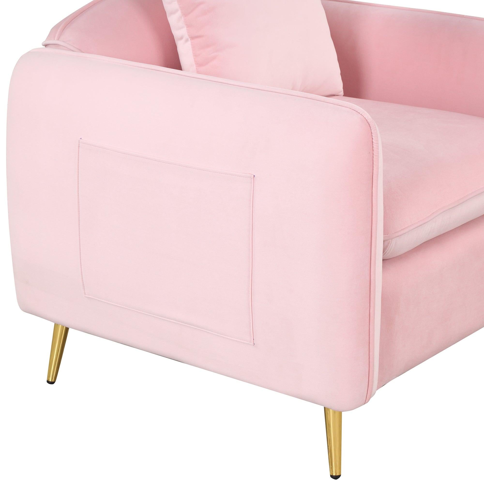 35.2"Modern Accent Chair,Single Sofa Chair with Ottoman Foot Rest and Pillow for Living Room Bedroom Small Spaces Apartment Office,Pink