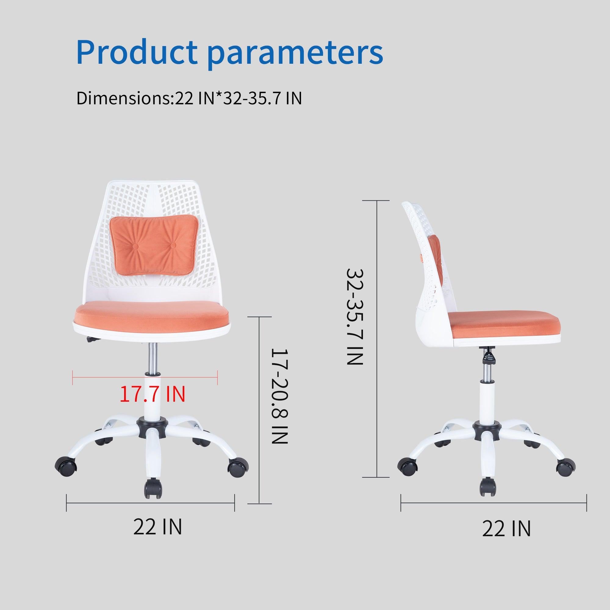 Office Task Desk Chair Swivel Home Comfort Chairs,Adjustable Height with ample lumbar support,White+Orange