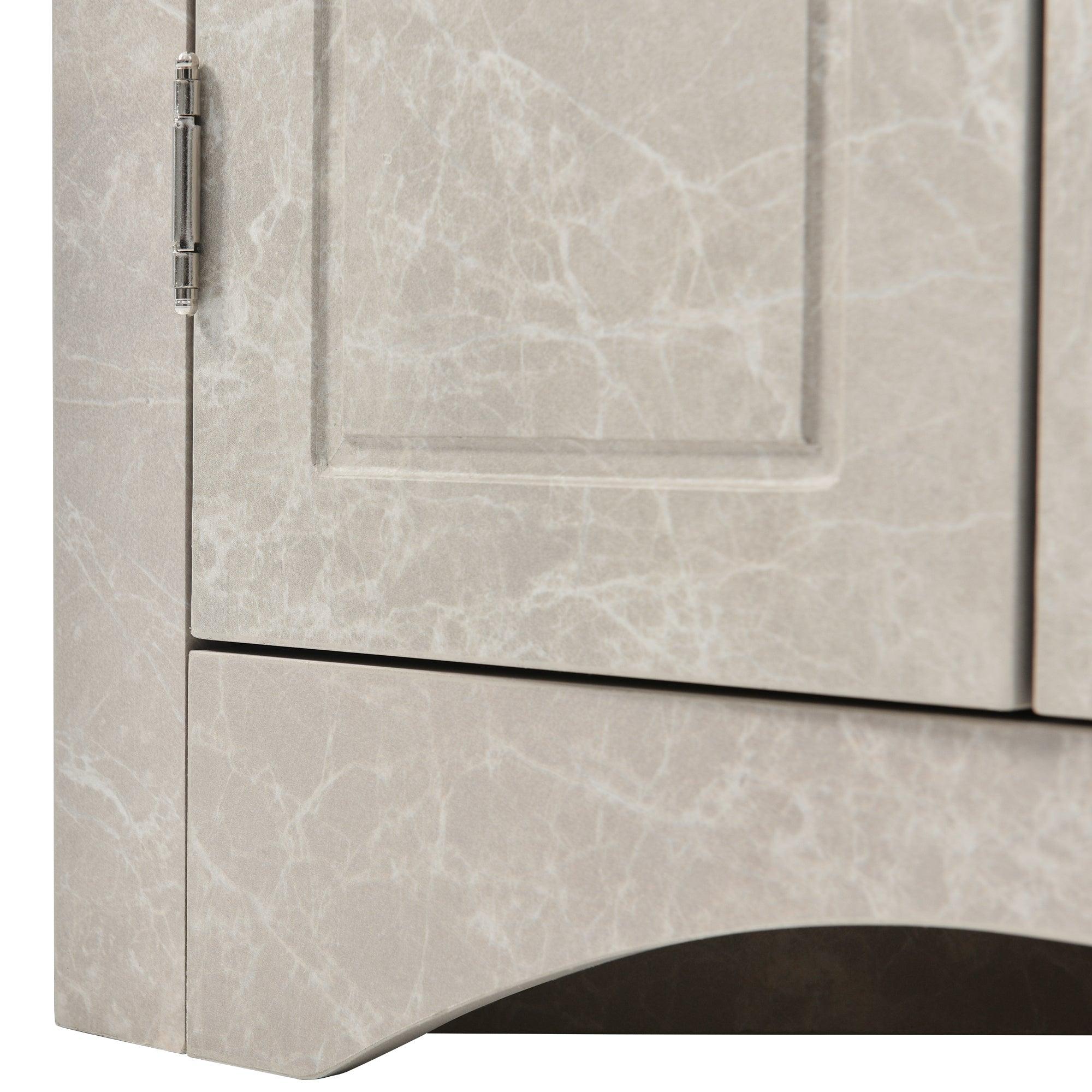 White Marble Triangle BathroomStorage Cabinet with Adjustable Shelves, Freestanding Floor Cabinet for Home Kitchen