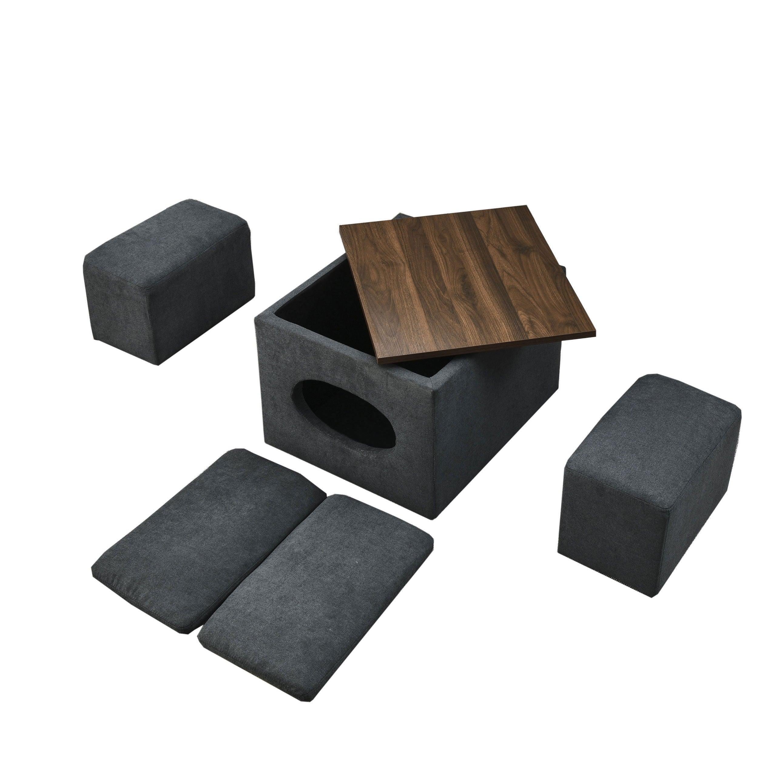 25"WModern design hollowStorage ottoman, upholstery, coffee table, two small footstools, easyStorage and wide use