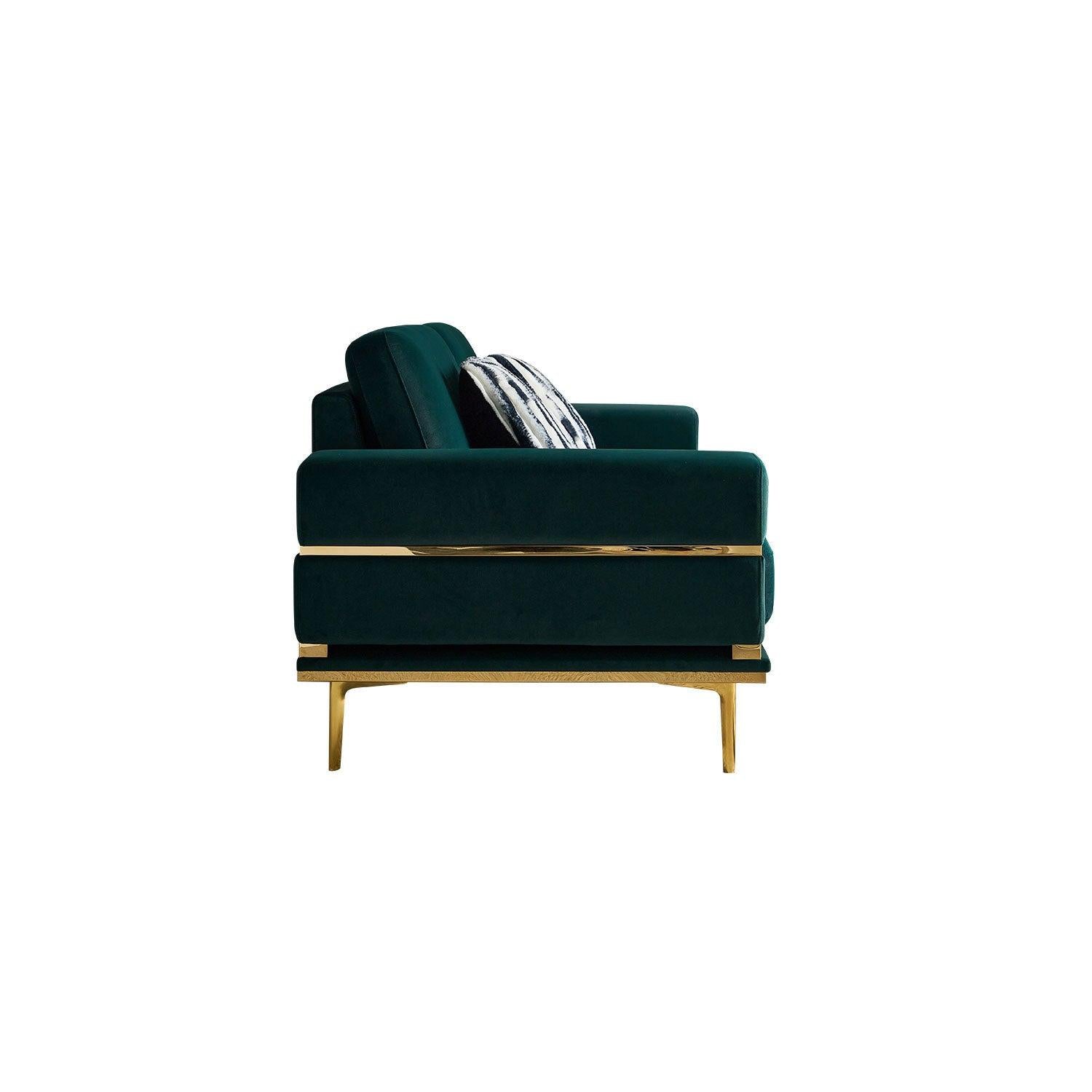 Modern Velvet Sofa for Living Room Green Color