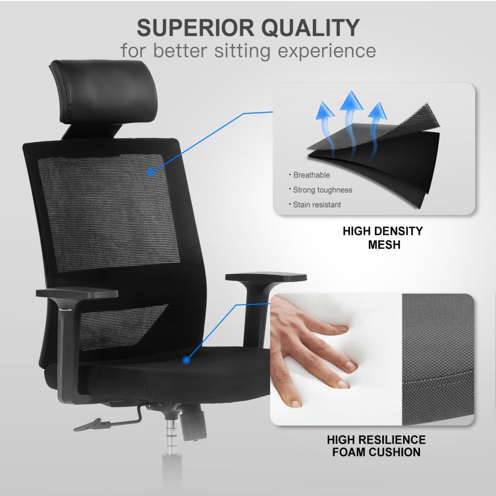 Ergonomic office chair mesh computer chair - High Back Desk Chair with Adjustable Lumbar Support, PP fixed handrail.