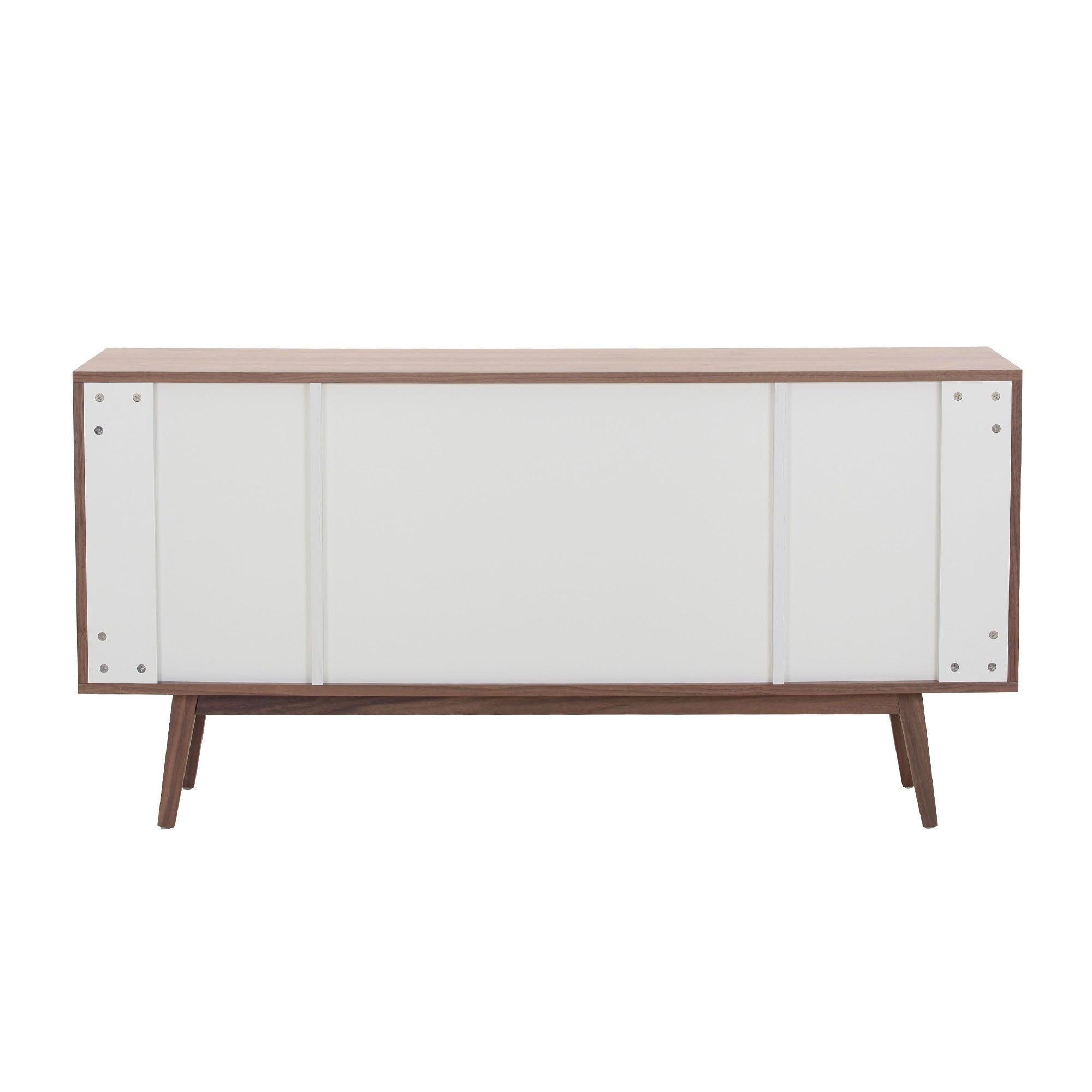 Modern Sideboard with 4 Door, Buffet Cabinet,Storage Cabinet, Buffet Table Anti-Topple Design, and Large Countertop Walnut