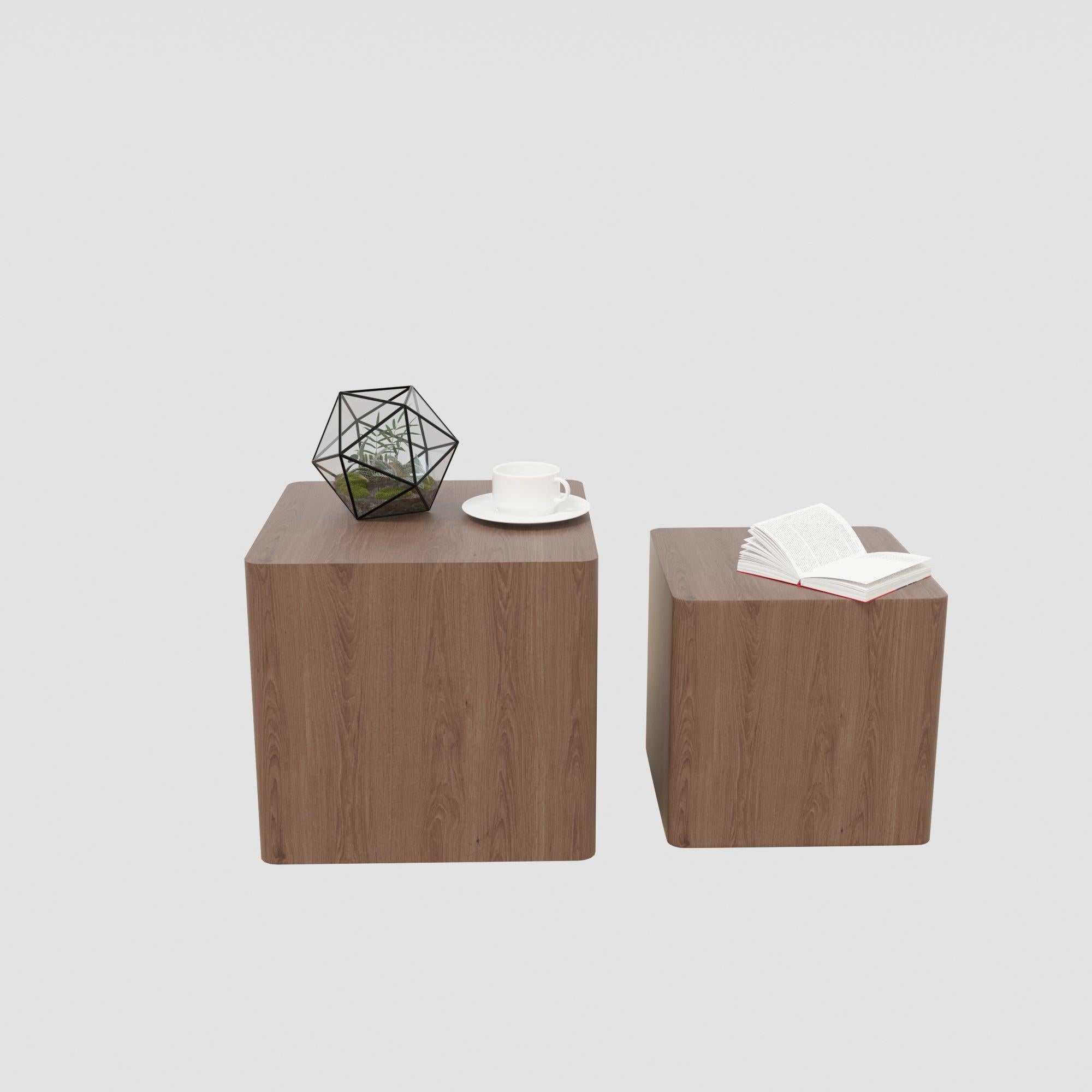 MDF Nesting table/side table/coffee table/end table for living room,office,bedroom Walnut，set of 2