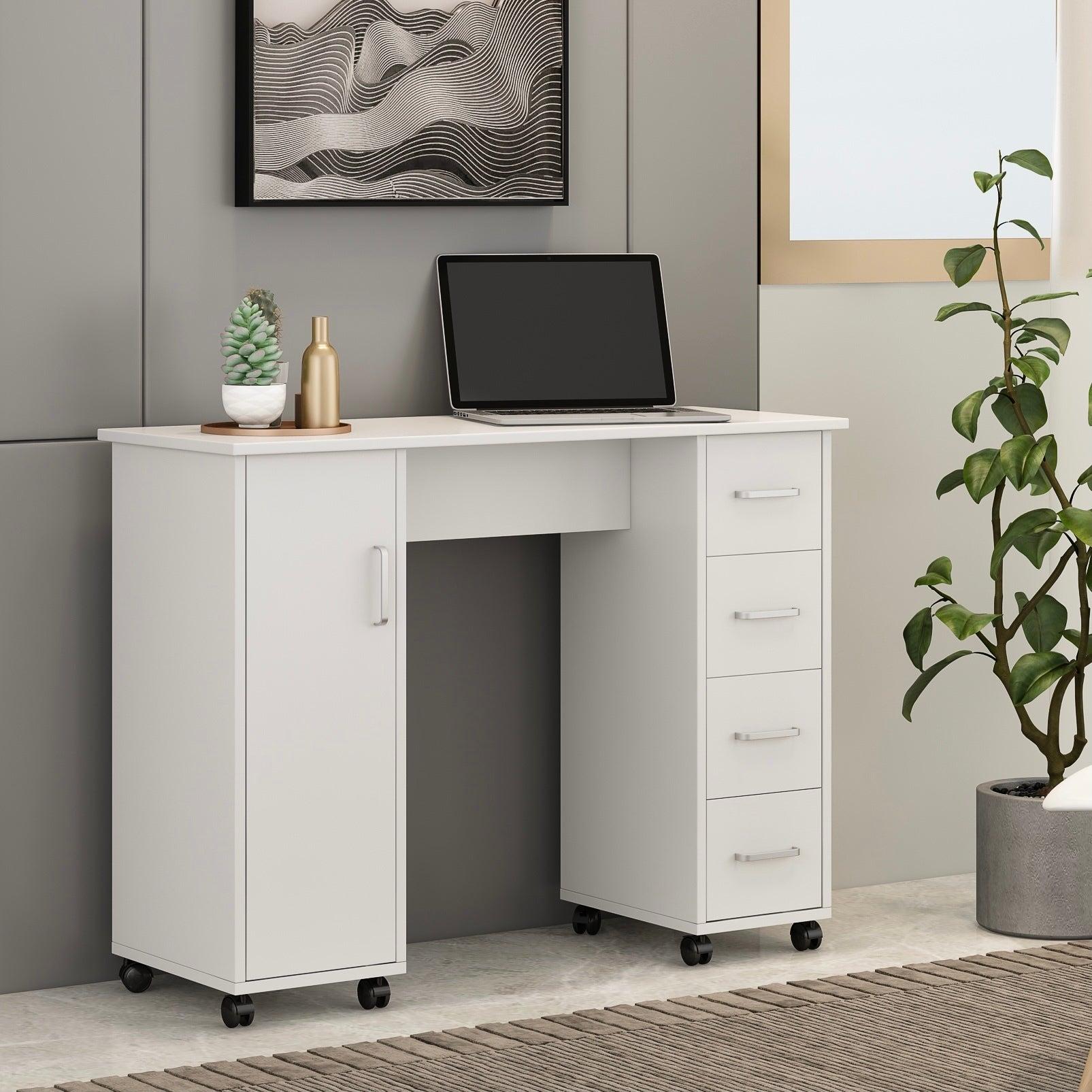 Home Office Computer Desk Table with Drawers White 41.73‘’L 17.72''W 31.5''H