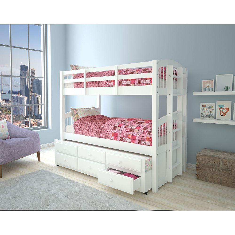 ACME Micah Bunk Bed & Trundle (Twin/Twin) in White 39995