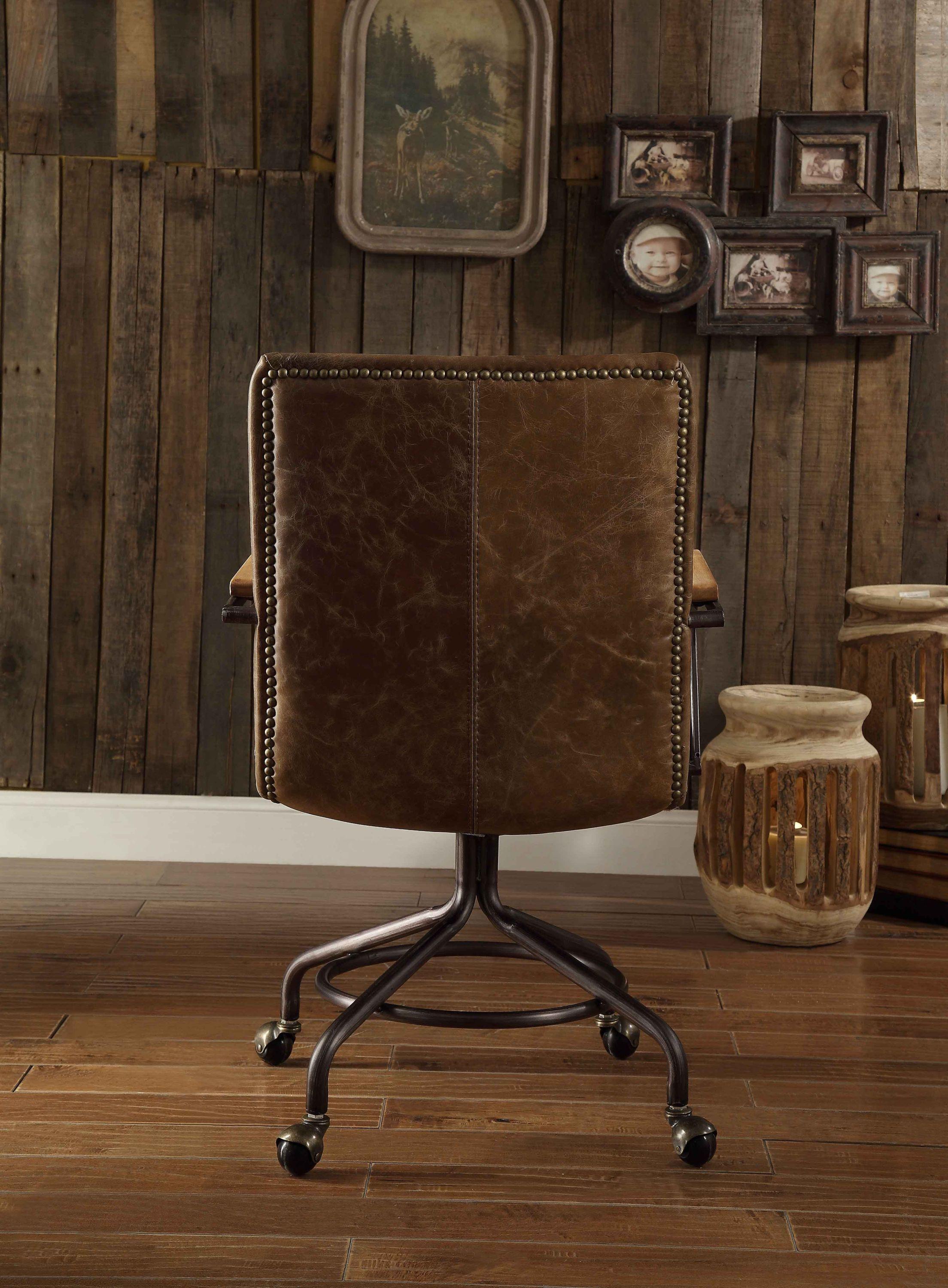 ACME Harith Office Chair in Vintage Whiskey Top Grain Leather 92416