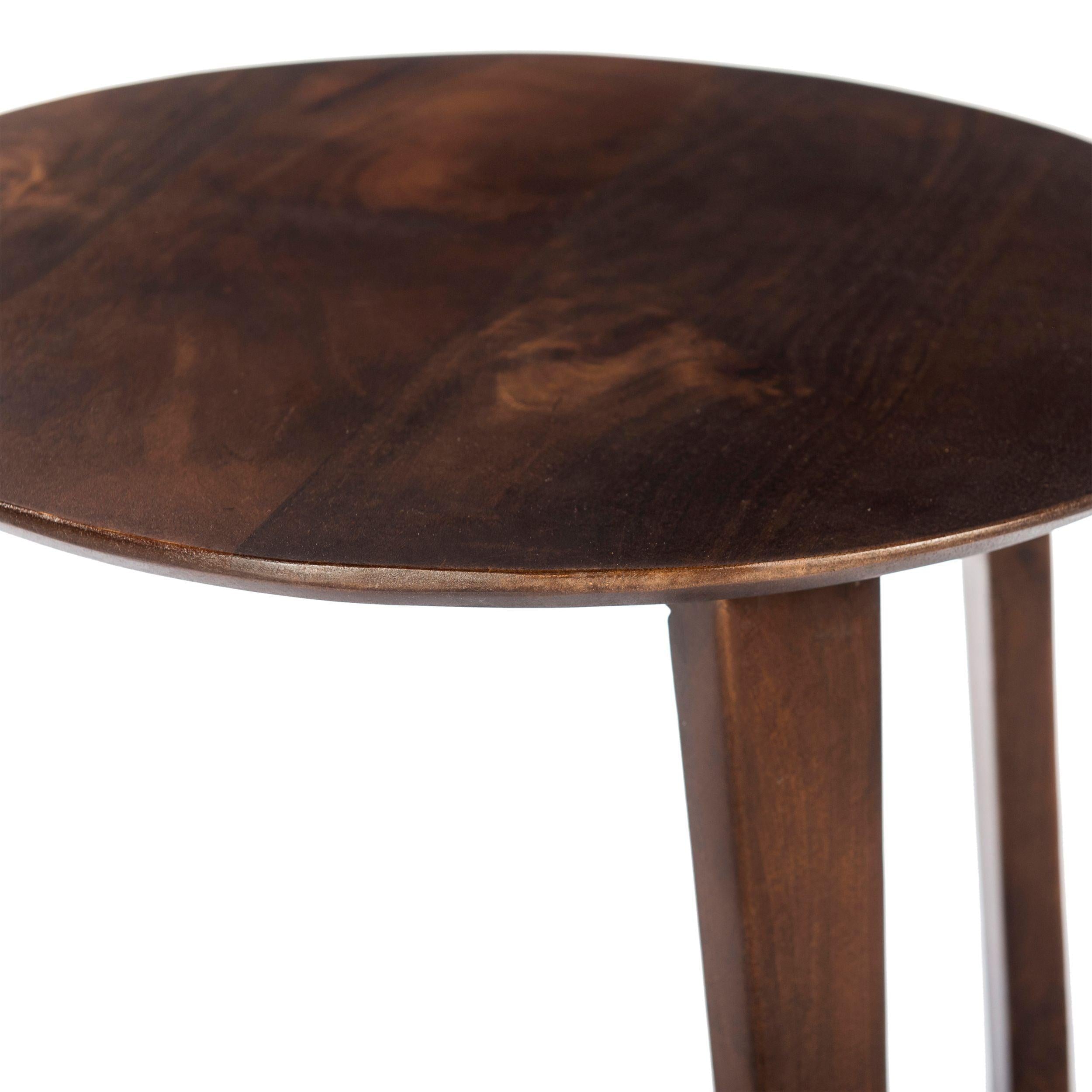 ManWood Round Side Table with  and Cantilever Base, Brown