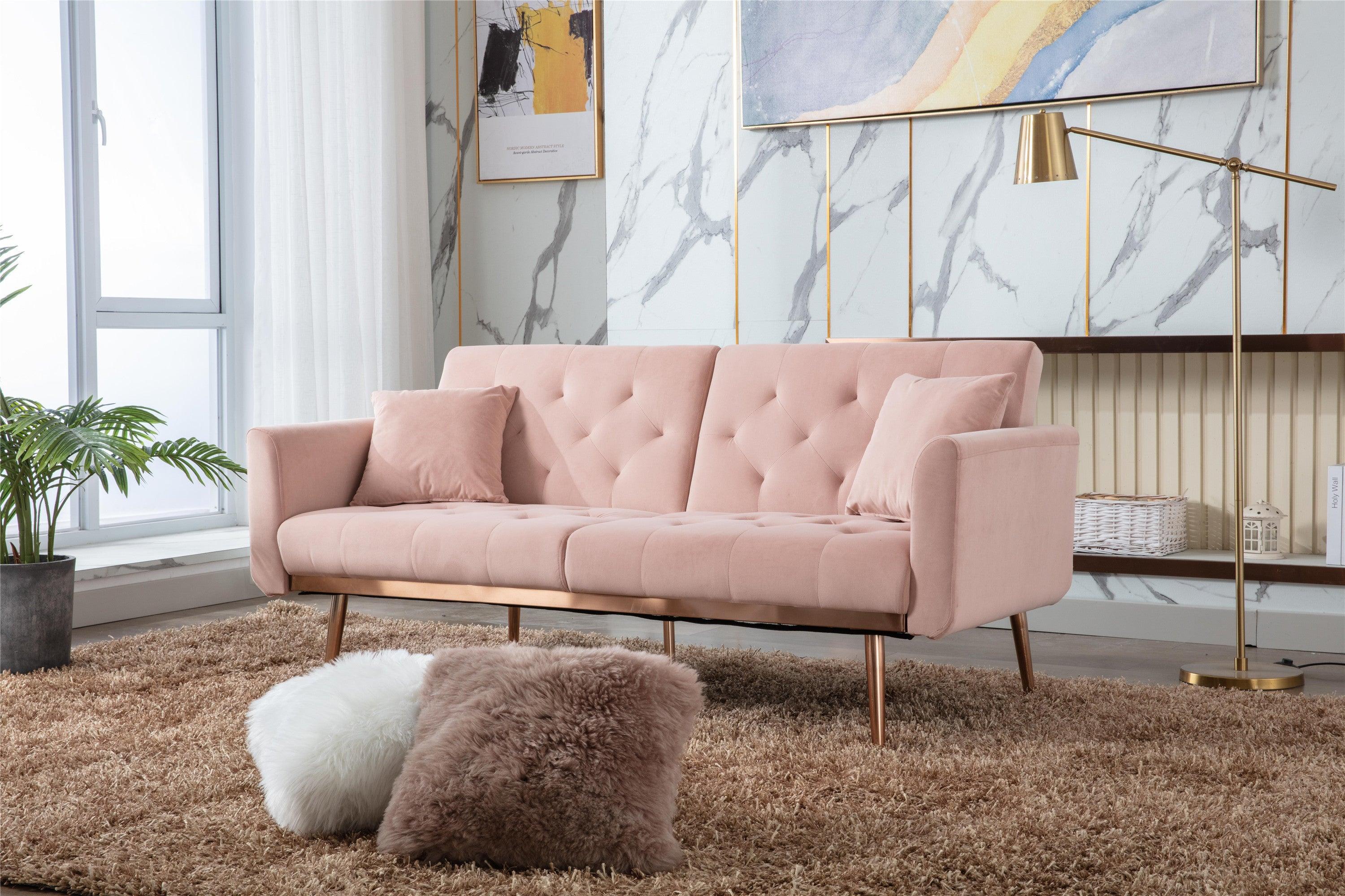 Velvet  Sofa , Accent sofa .loveseat sofa with rose ld metal feet  and