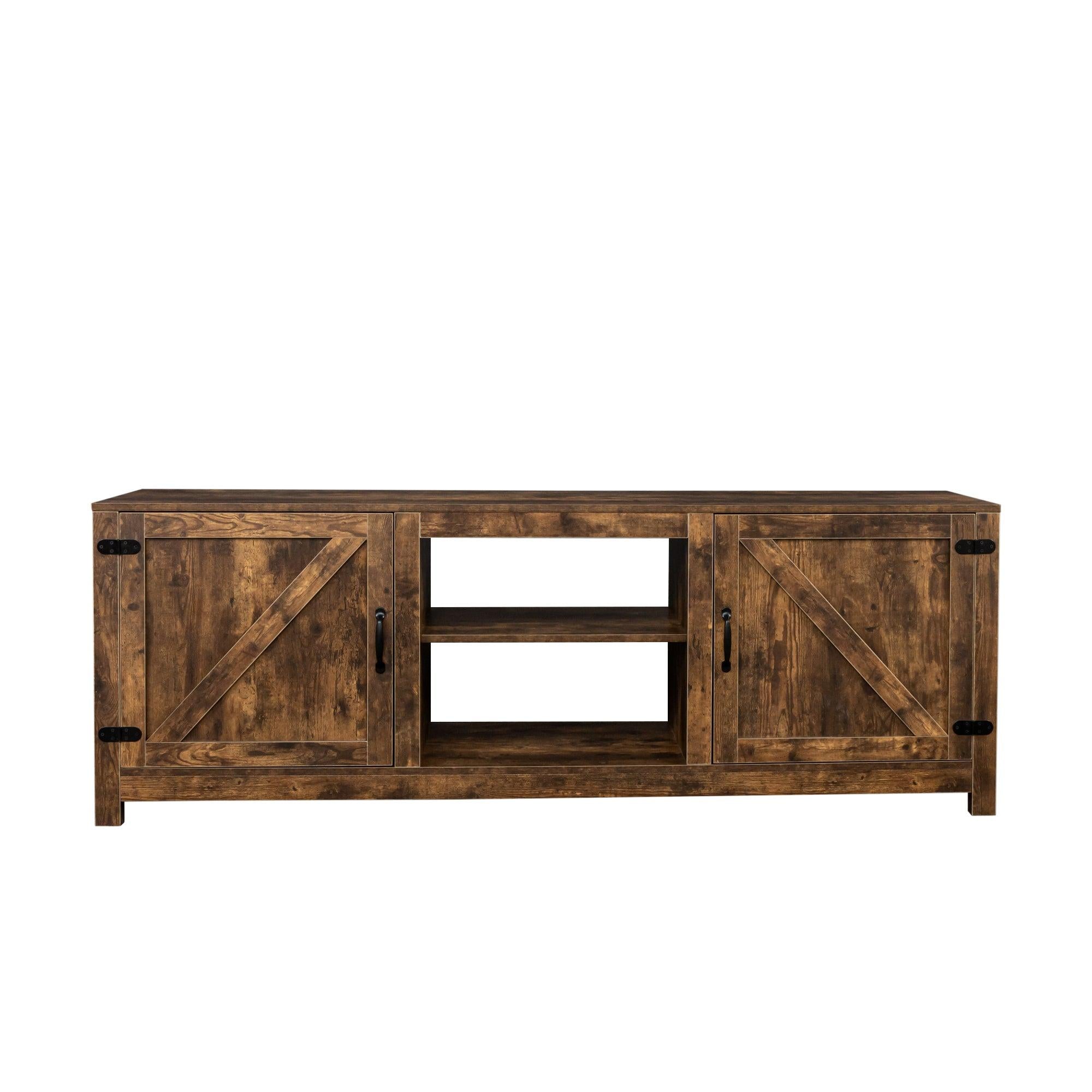 Farmhouse TV Stand,  Wood Entertainment Center Media Console withStorage