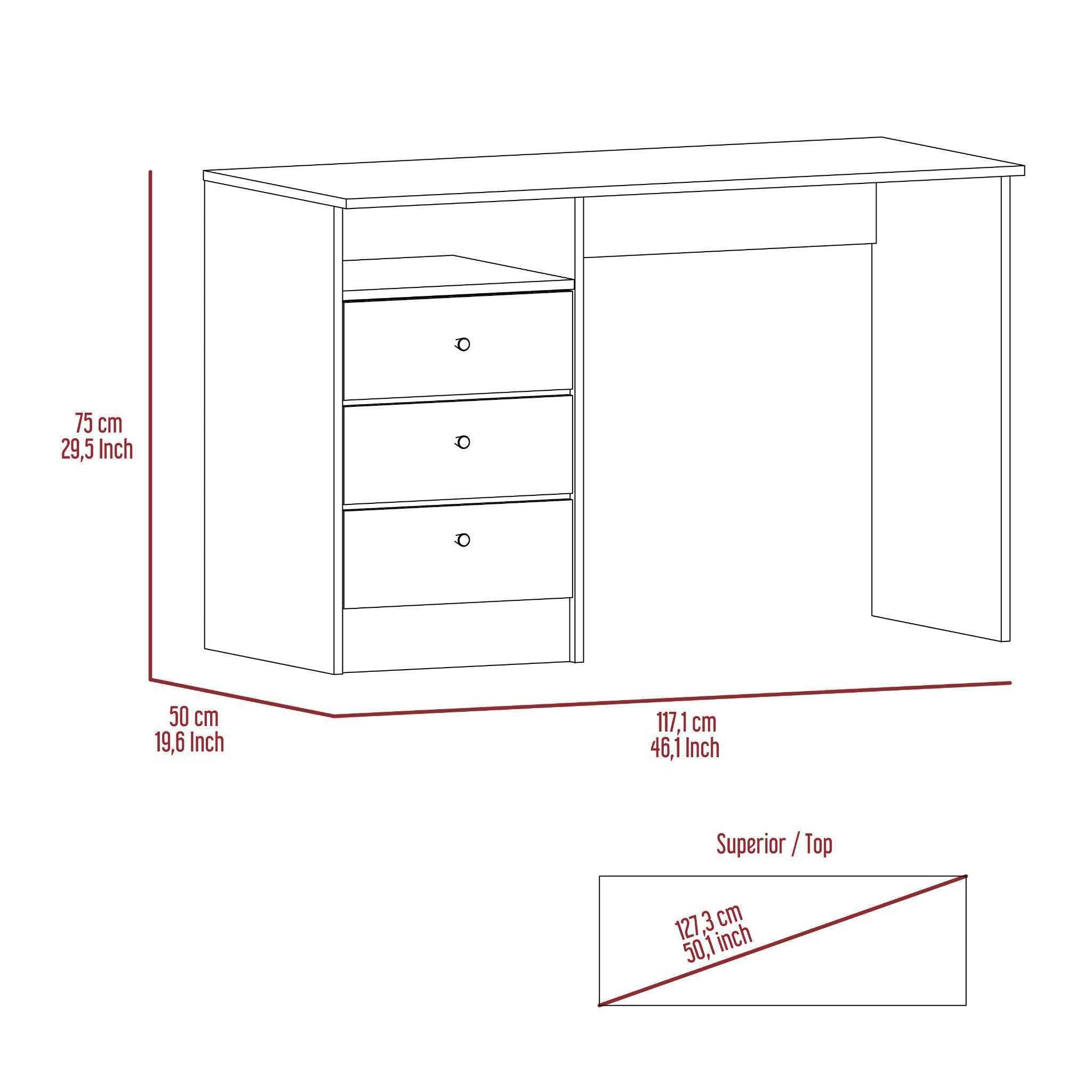 Providence 3-Drawer 1-Shelf Computer Desk Smokey Oak