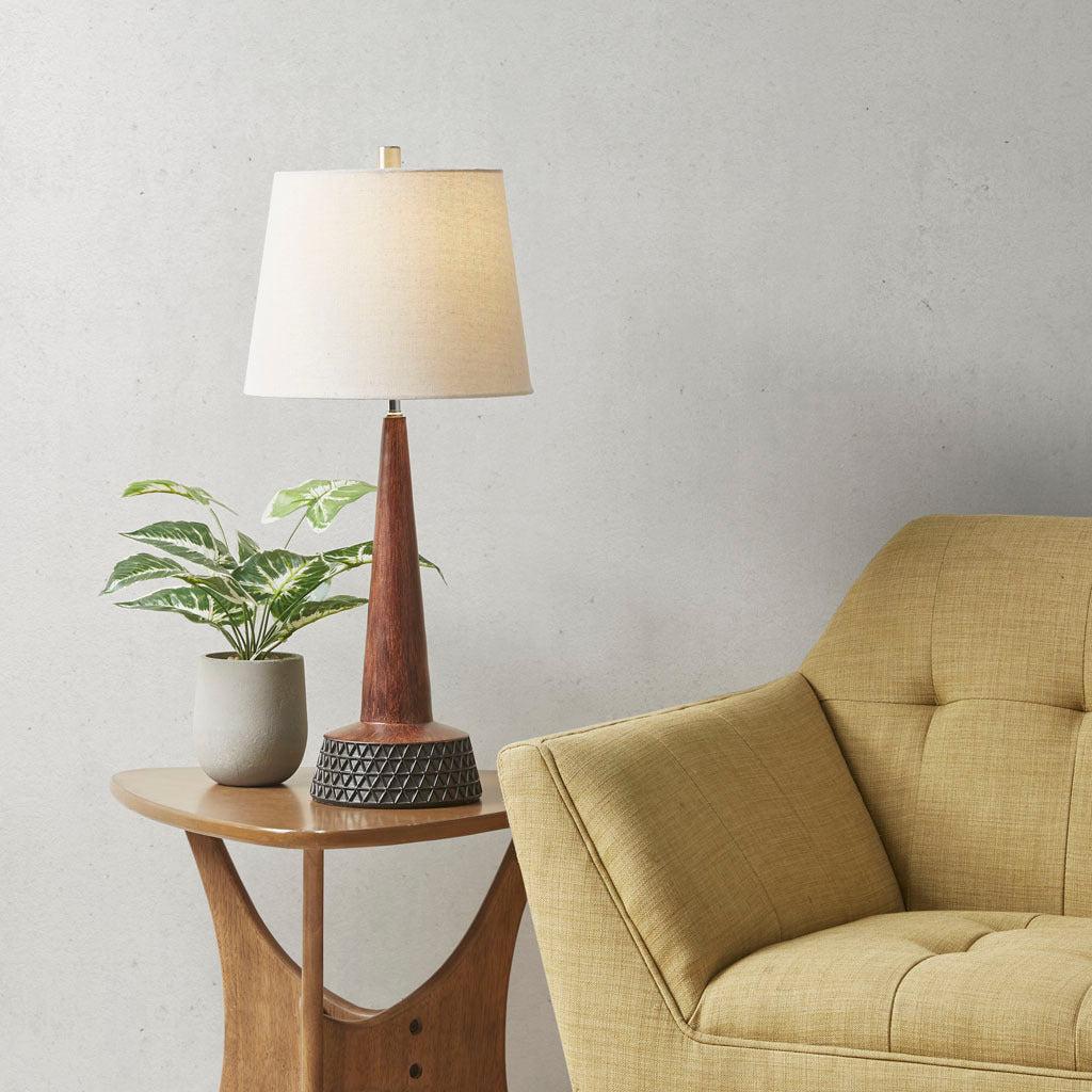 Whit Triangular Mid-Century Resin Table Lamp