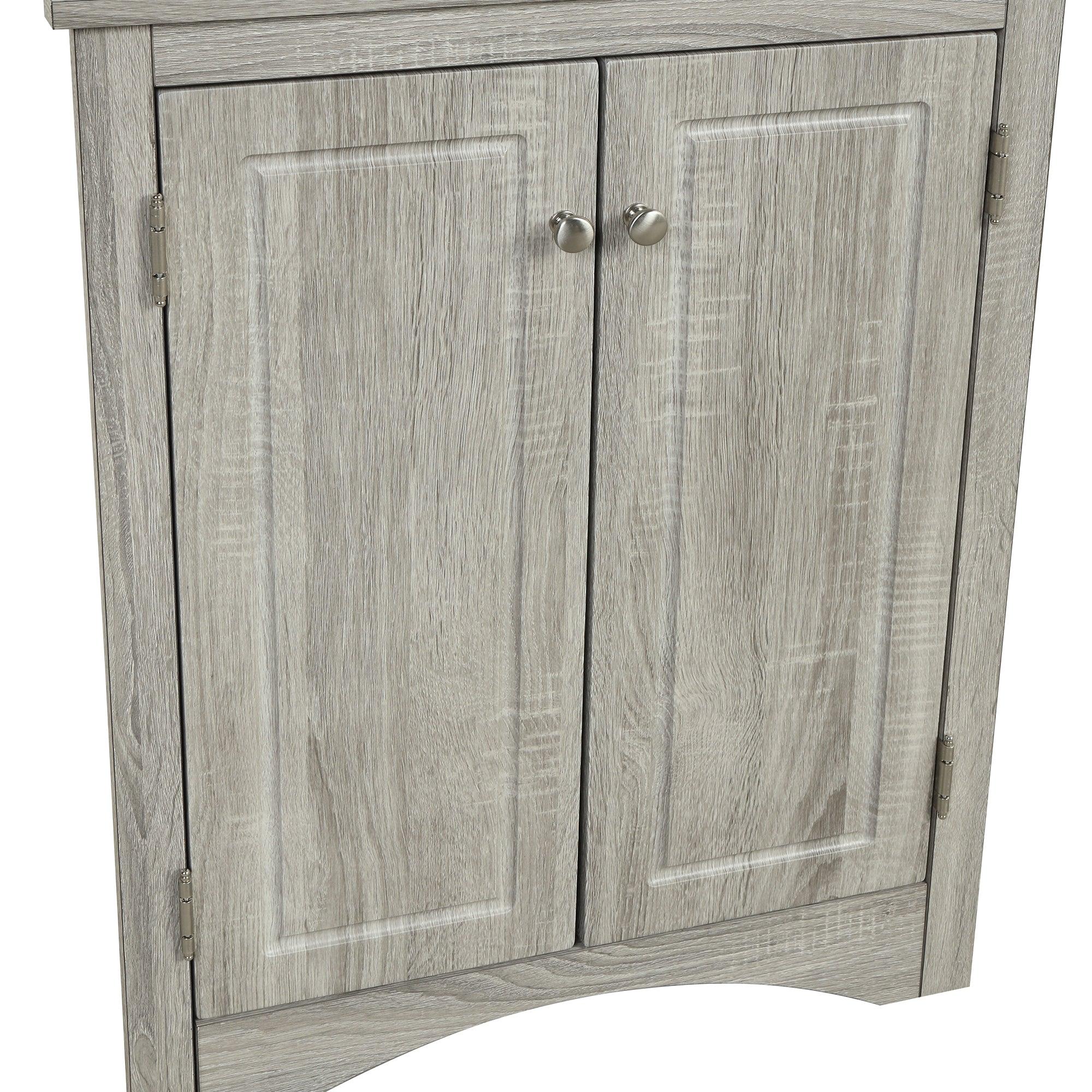 Oak Triangle BathroomStorage Cabinet with Adjustable Shelves, Freestanding Floor Cabinet for Home Kitchen