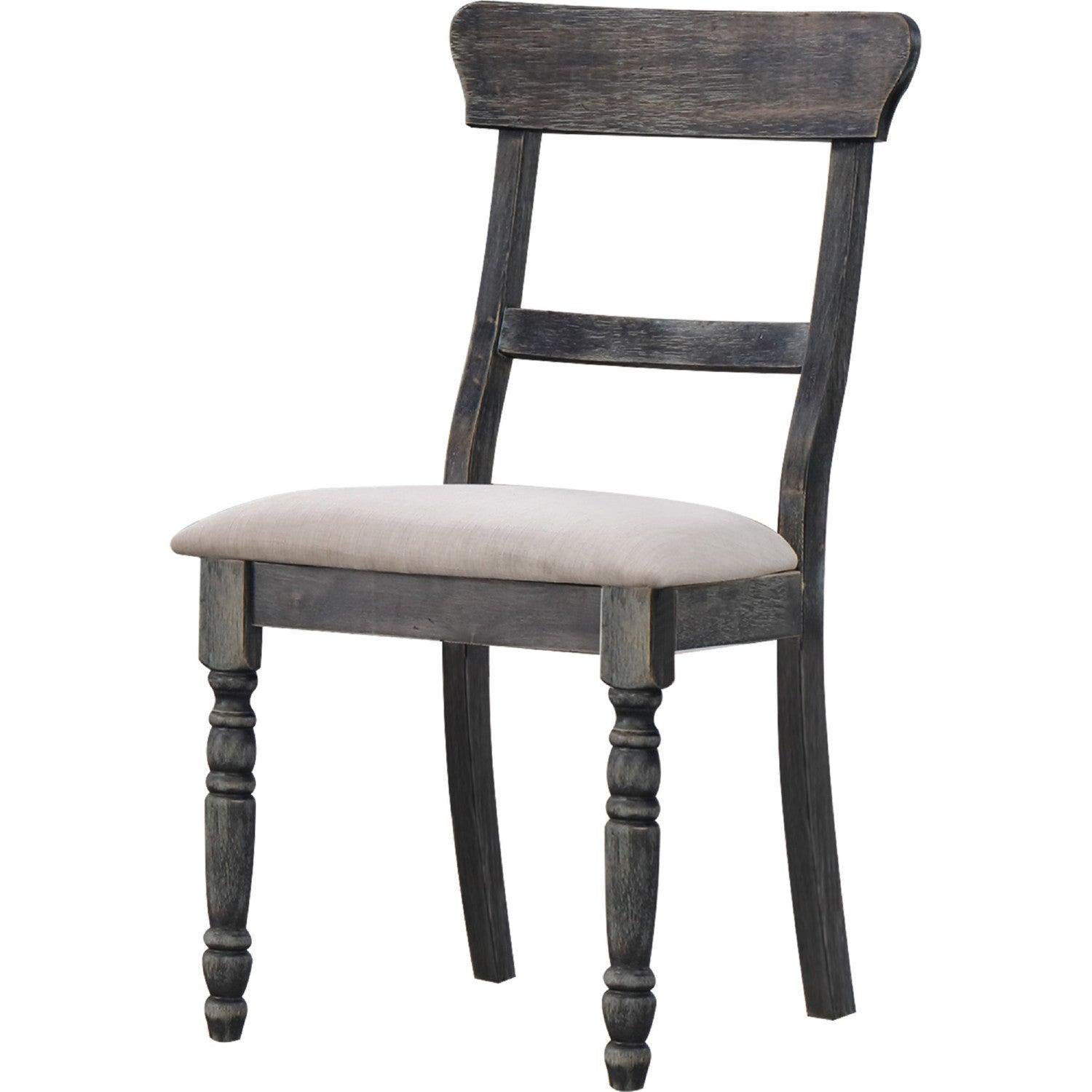 ACME Leventis Side Chair (Set-2) in Light Brown Linen & Weathered Gray 74642