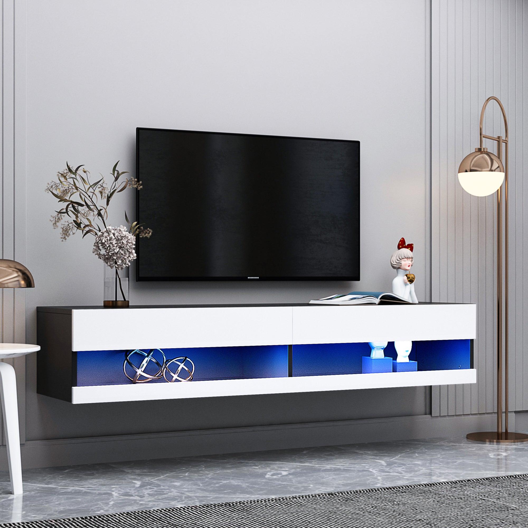 180 Wall Mounted Floating 80" TV Stand with 20 Color LEDs