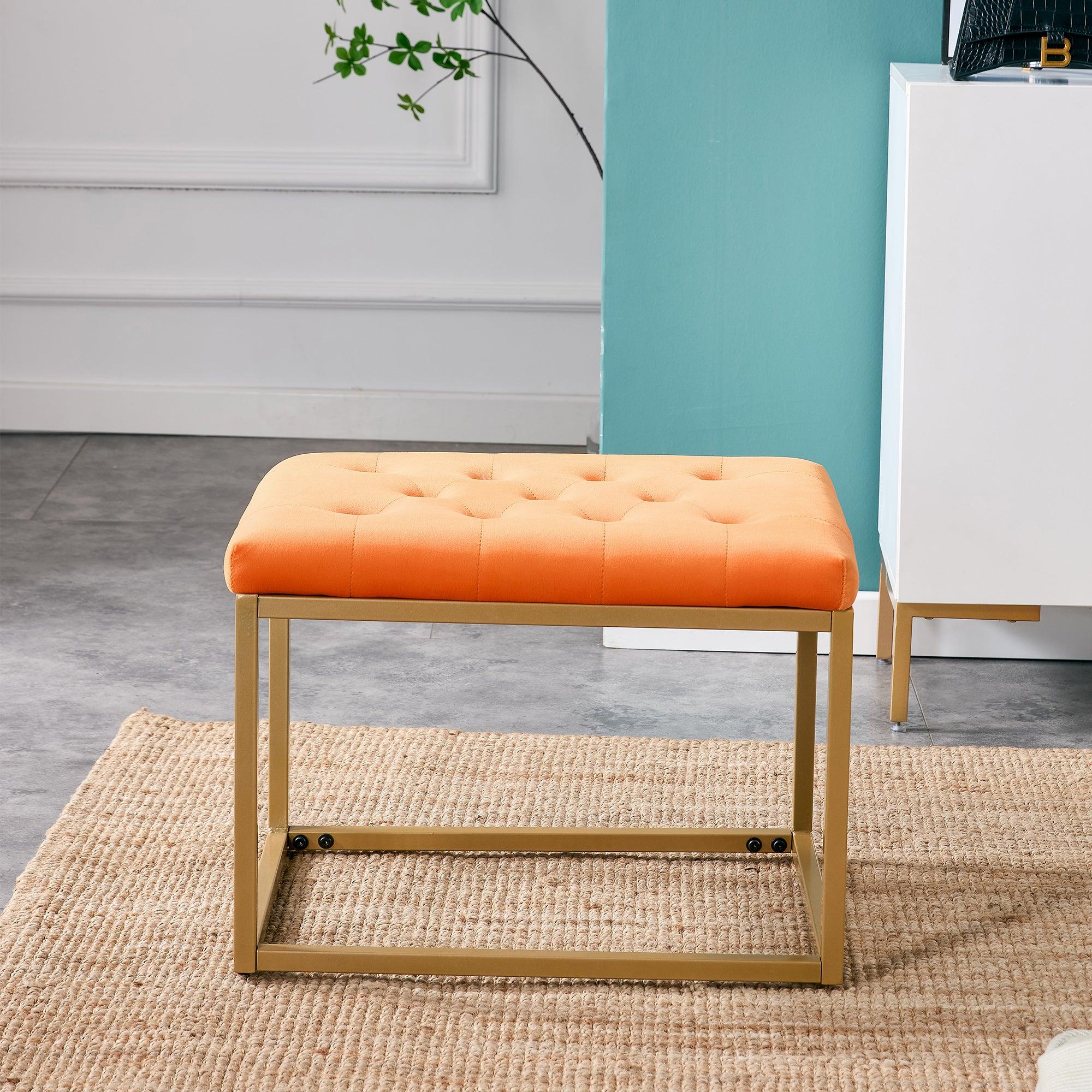 Chair VelvetShoe Changing Stool, Orange Footstool, Square Vanity Chair, Sofa stool,Makup Stool .Vanity Seat ,Rest stool. Piano Bench .Suitable for Clothes Shop,Living Room