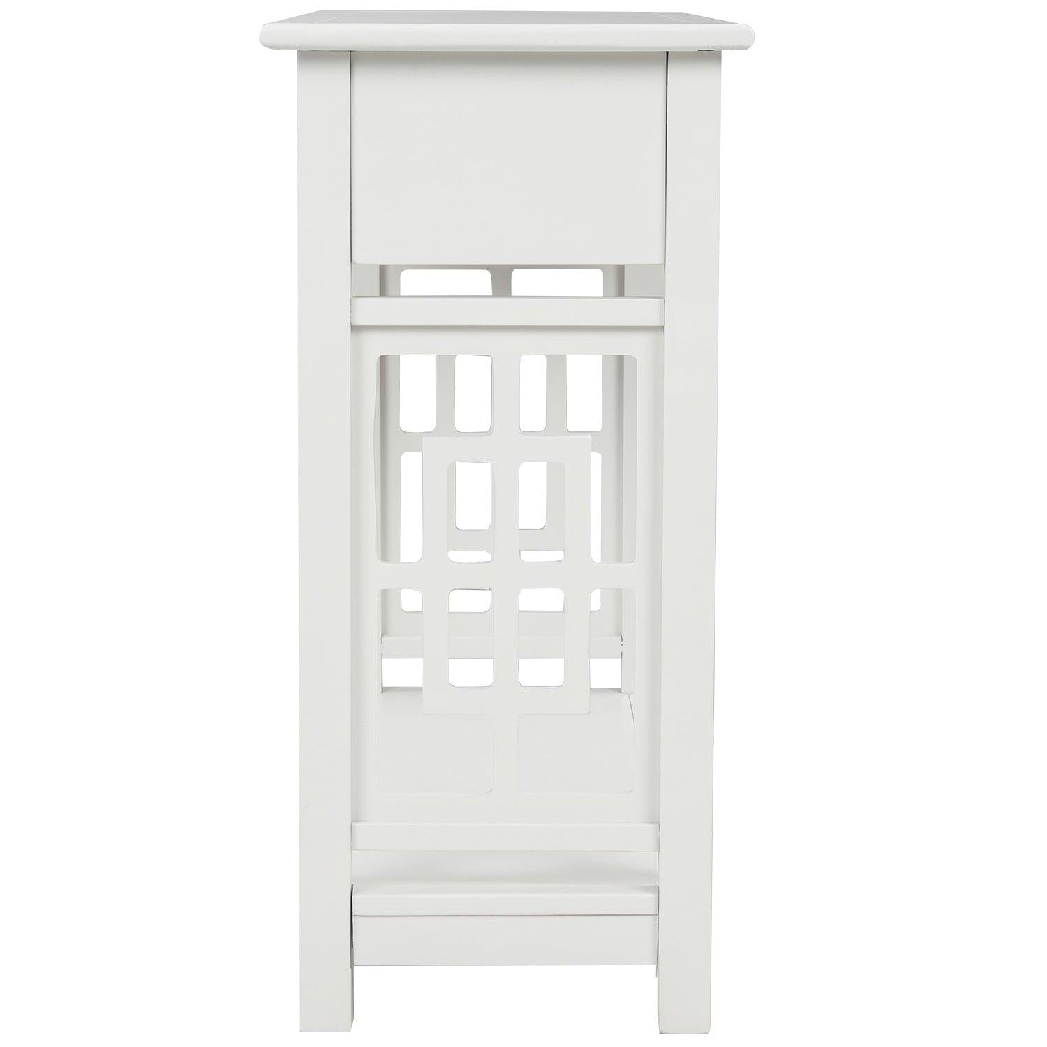 Console Table with 2 Drawers and Bottom Shelf, Entryway Accent Sofa Table (White)