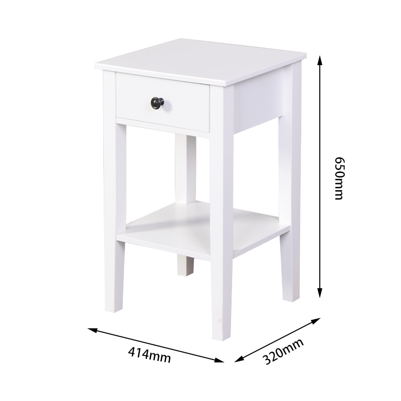 White Bathroom Floor-standingStorage Table with a Drawer