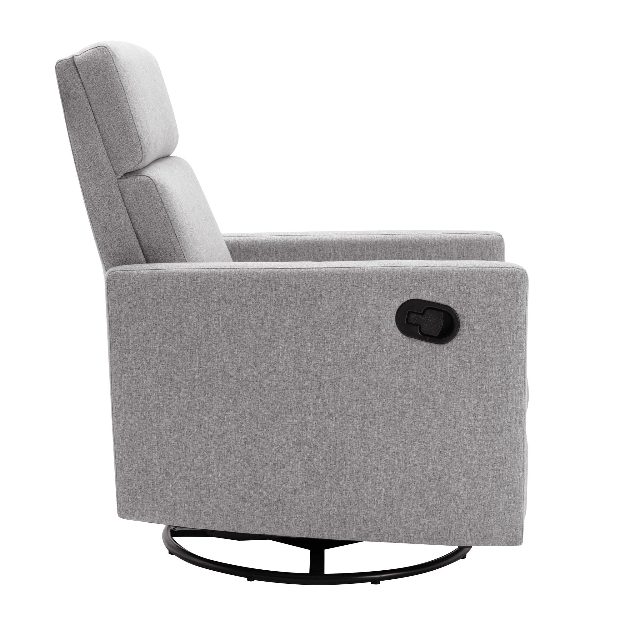 Modern Upholstered Rocker Nursery Chair Plush Seating Glider Swivel Recliner Chair, Gray