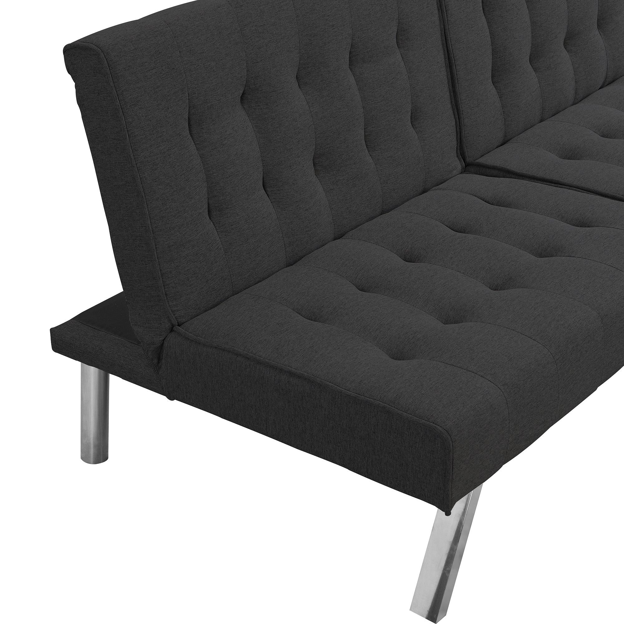 WOOD FRAME, STAINLESS LEG, FUTON, SOFA BED BLACK