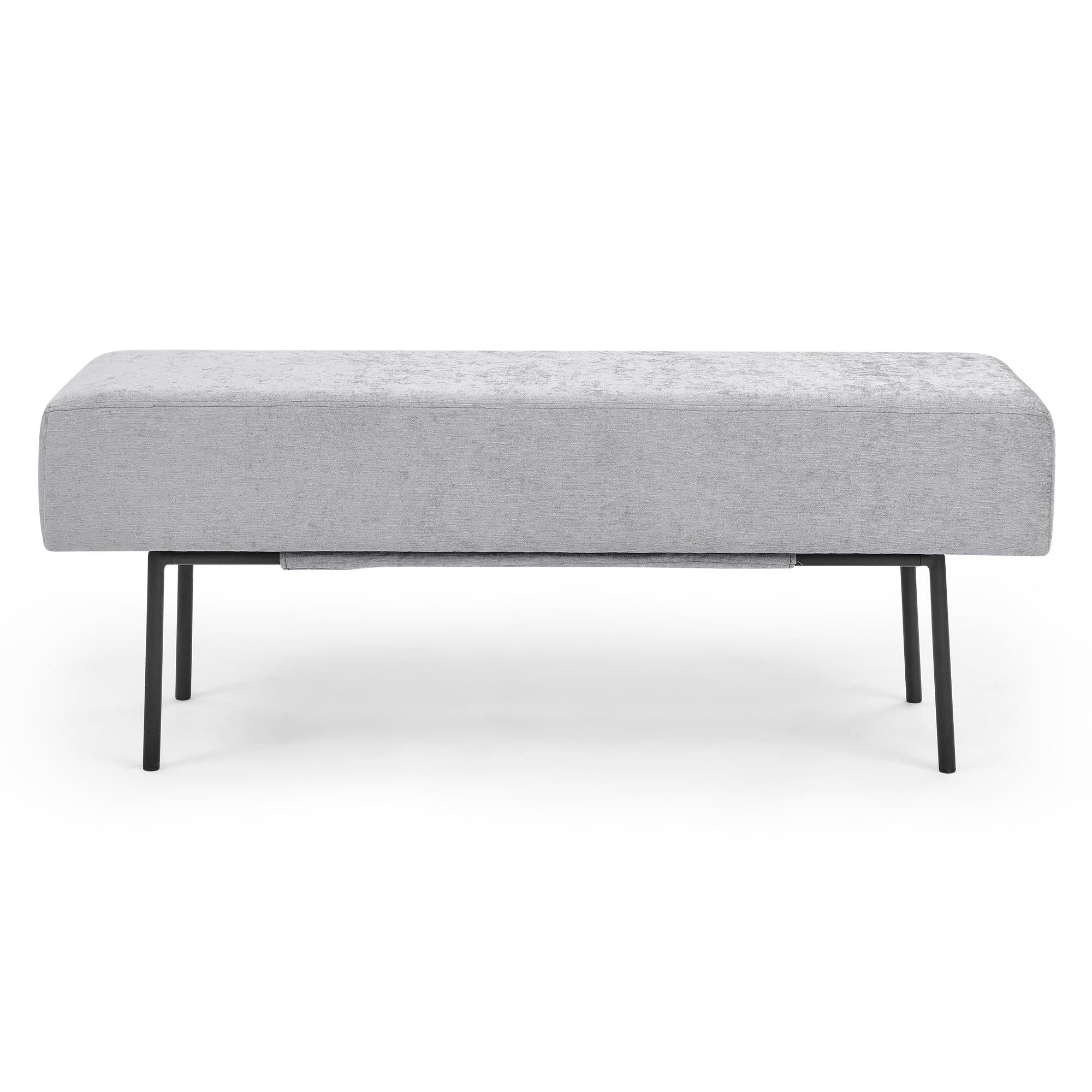 Contemporary Style Bedroom Chenille Upholstered Bench, Grey,( 45'' x13''x 17''）