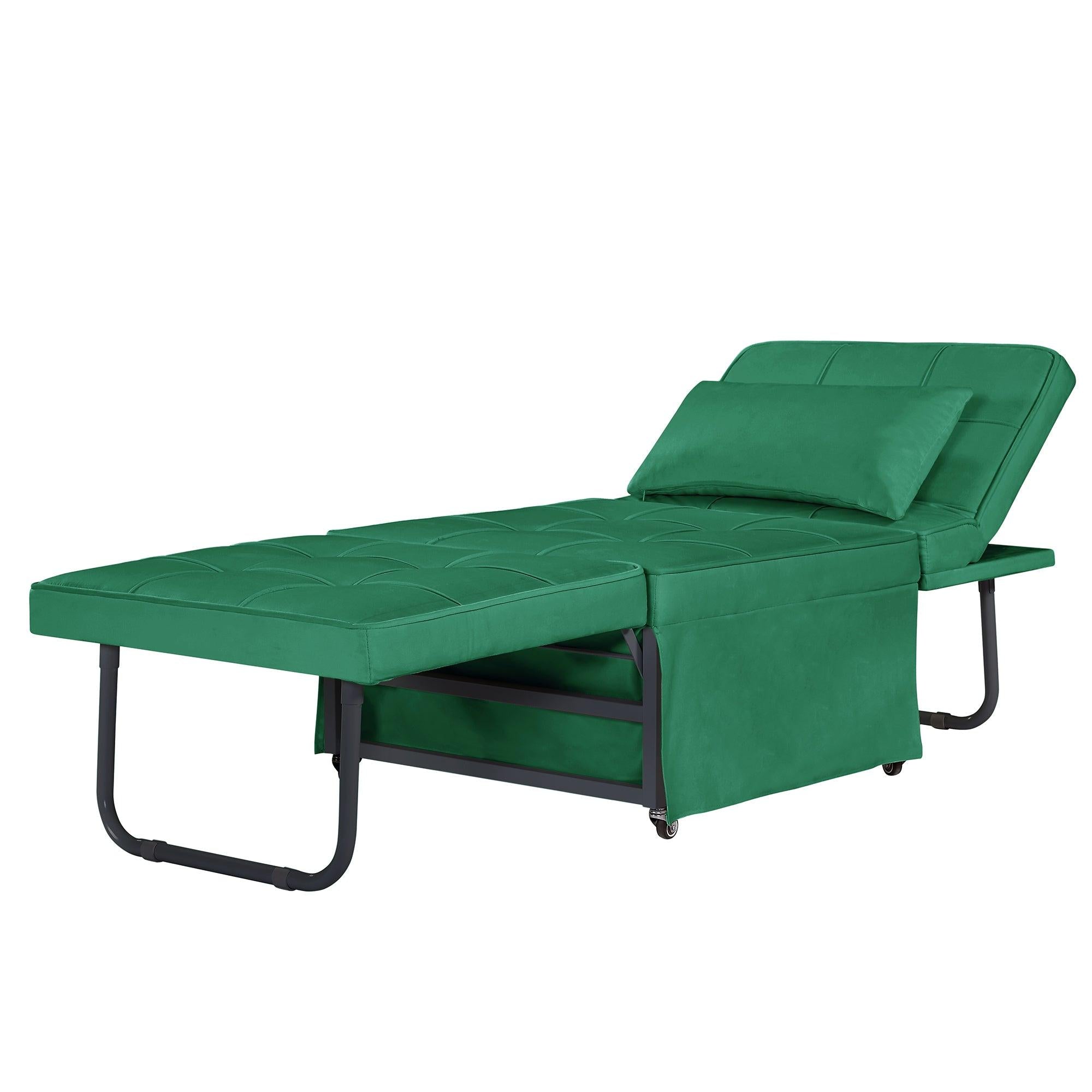 Velvet Folding Sofa Bed Sleeper Chair with Adjustable Backrest .