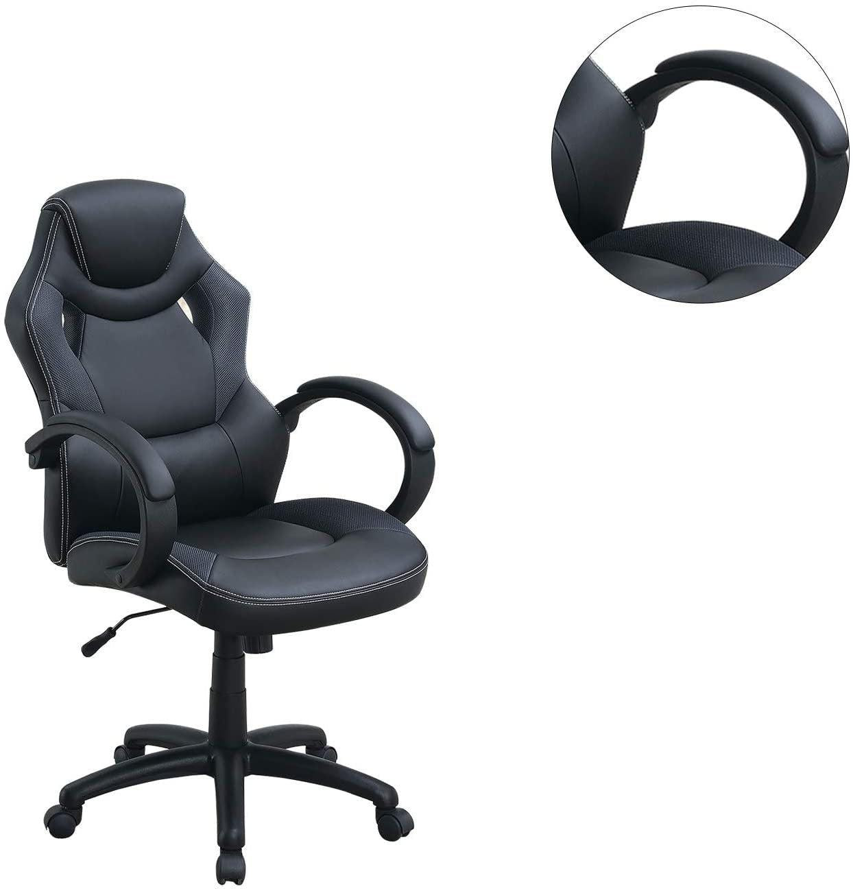 Office Chair Upholstered 1pc Cushioned Comfort Chair Relax Gaming Office Work Black Color