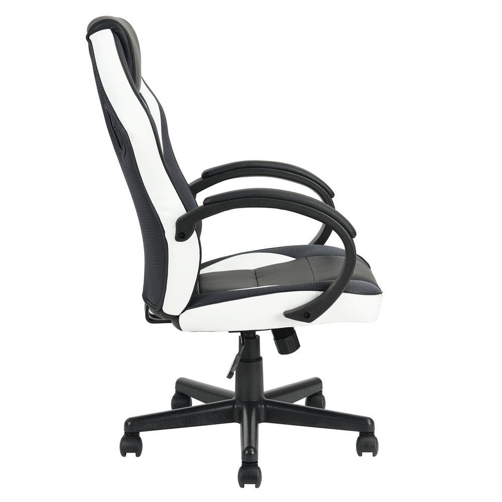 Gaming Office Chair with Fabric Adjustable Swivel, BLACK AND WHITE