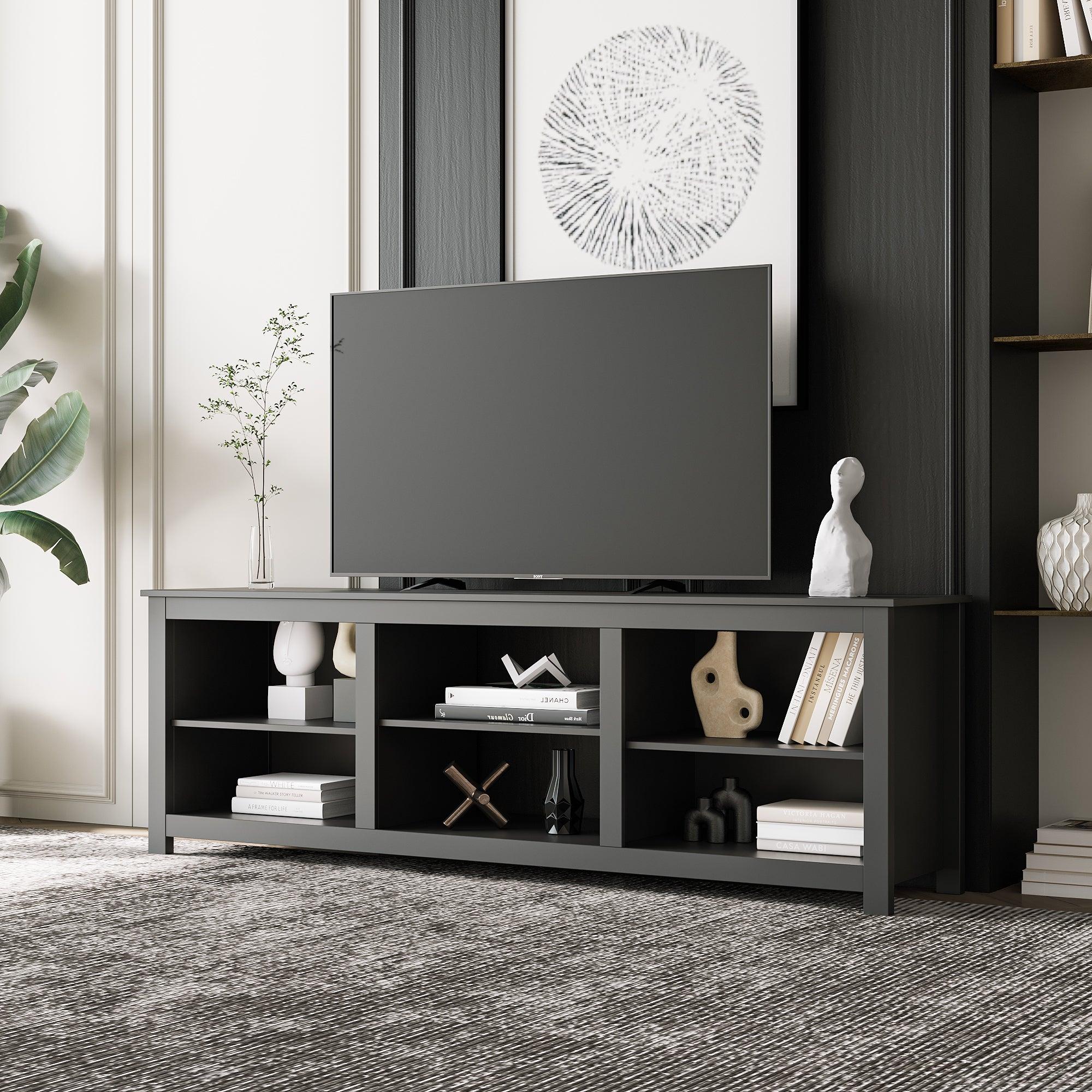 Living room TV stand furniture with 6Storage compartments and 1 shelf cabinet, high-quality particle board