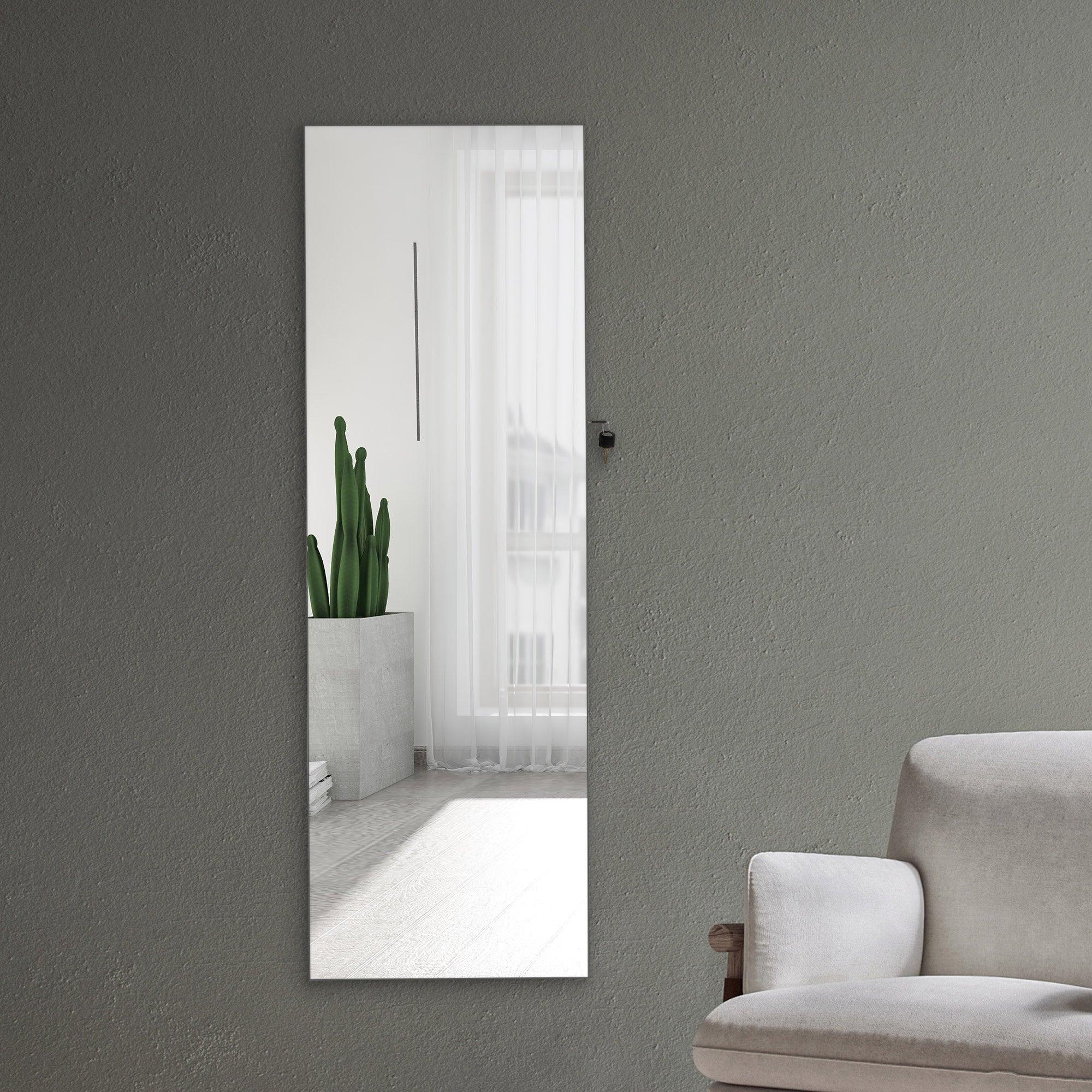 Fashion Simple JewelryStorage Mirror Cabinet With LED Lights Can Be Hung On The Door Or Wall