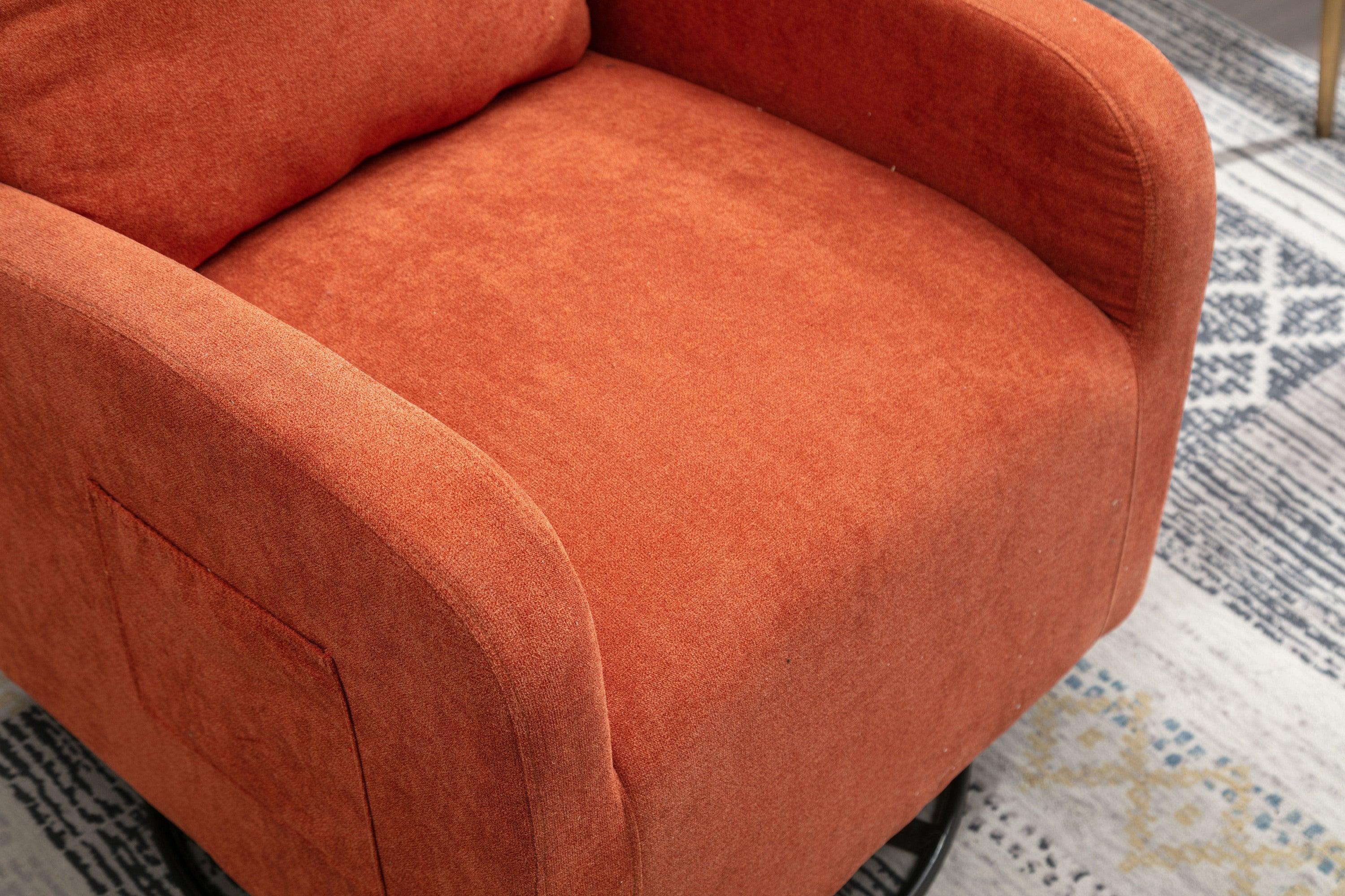 Upholstered Swivel Glider.Rocking Chair for Nursery in Orange.Modern Style One Left Bag