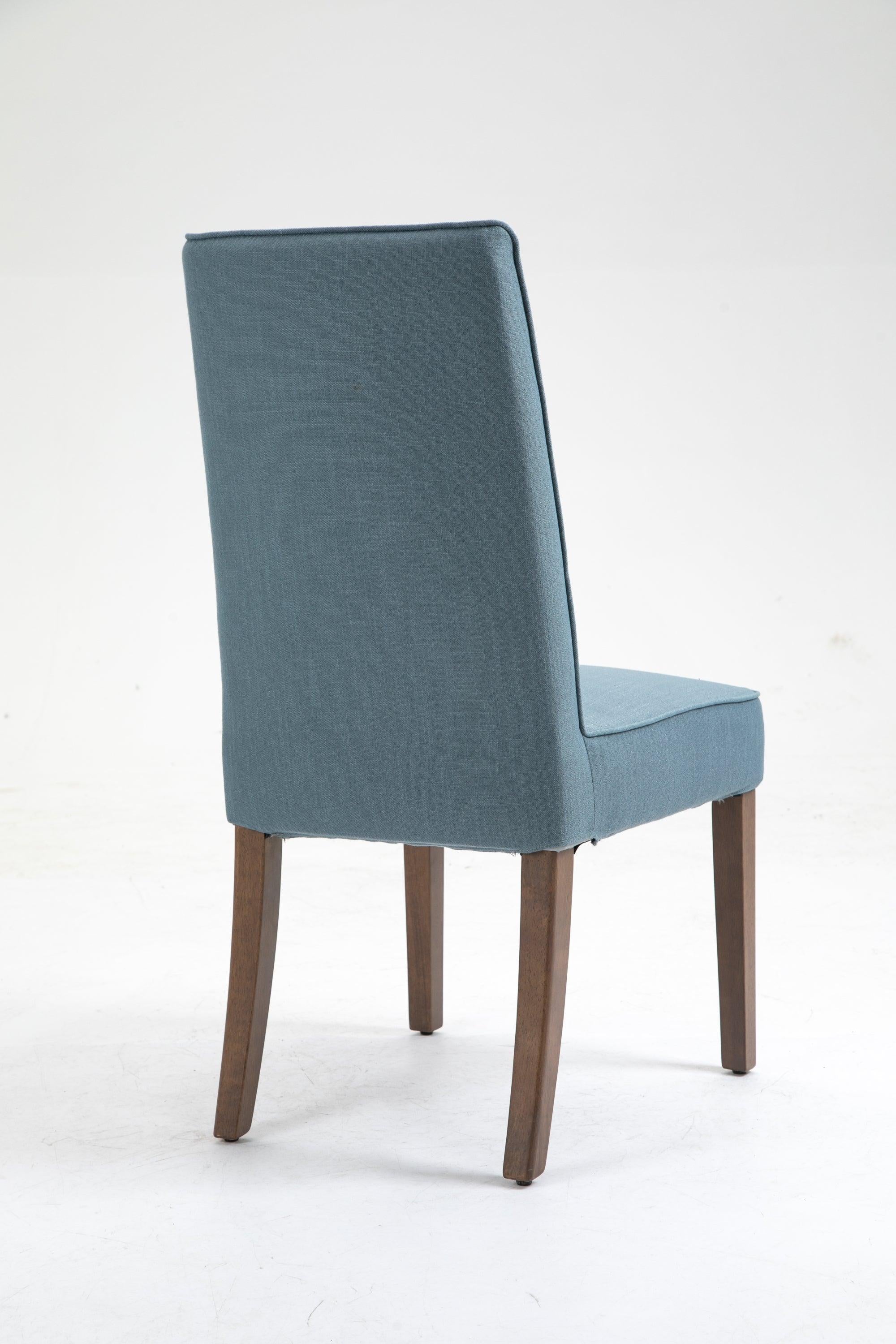 Cover Removable Interchangeable and Washable Blue Linen Upholstered Parsons Chair with Solid Wood Legs 2 PCS