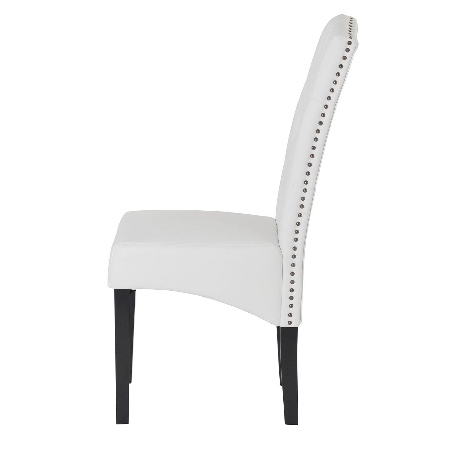 Dining PU Chair with Solid Wood Legs, 18.11" L x 24.01" W x 40.95" H White