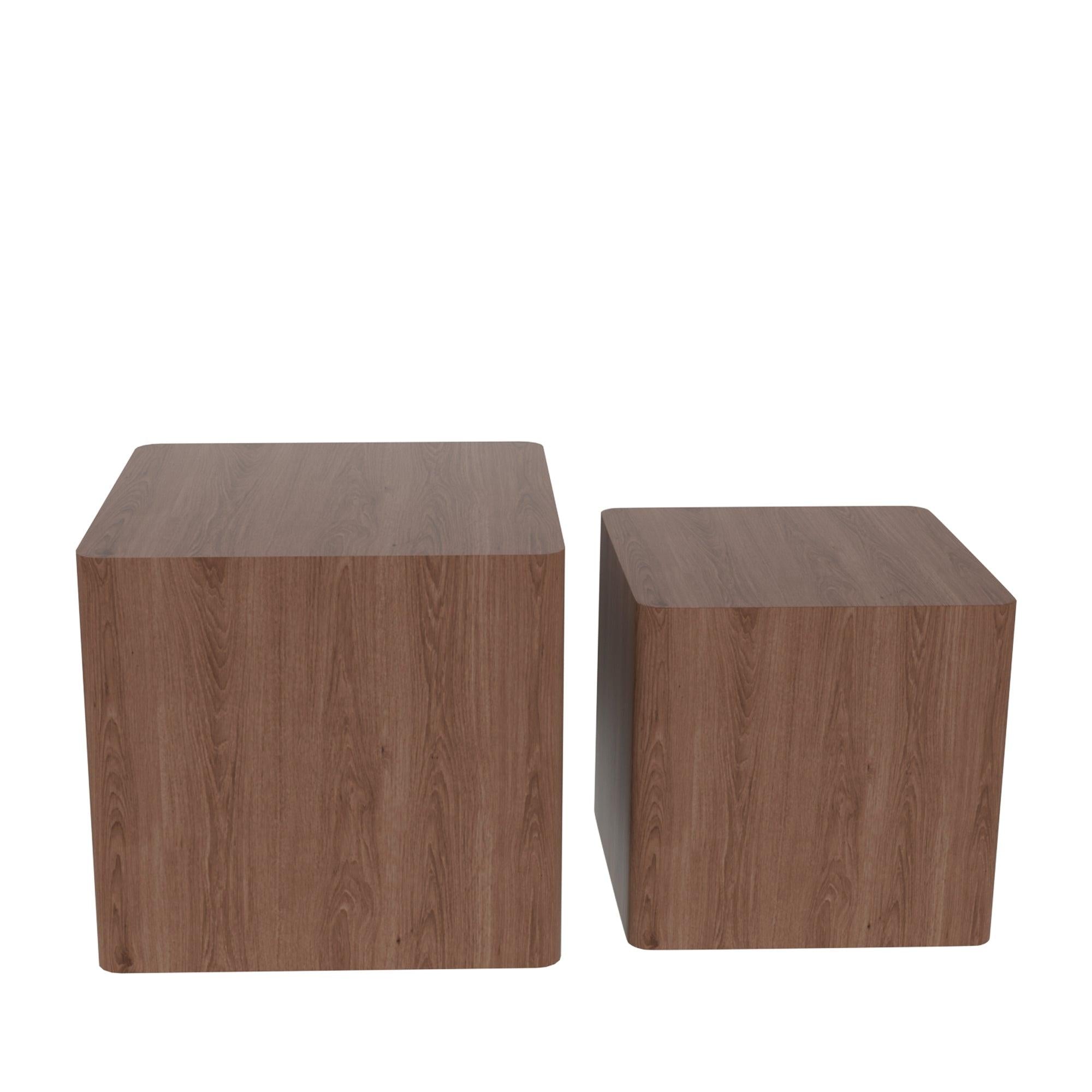 MDF Nesting table/side table/coffee table/end table for living room,office,bedroom Walnut，set of 2