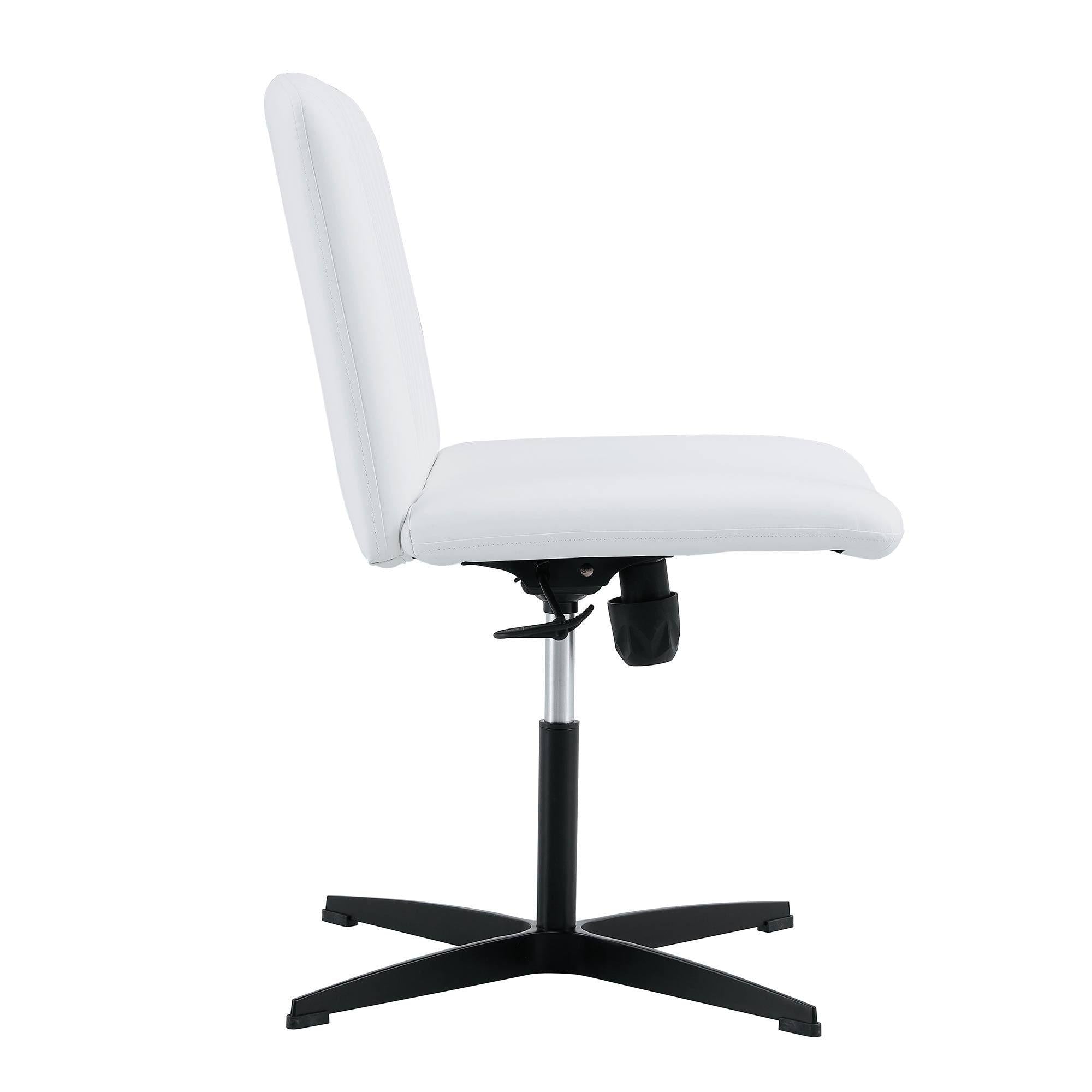 White High Grade Pu Material. Home Computer Chair Office Chair Adjustable 360 ° Swivel Cushion Chair With Black Foot Swivel Chair Makeup Chair Study Desk Chair. No Wheels