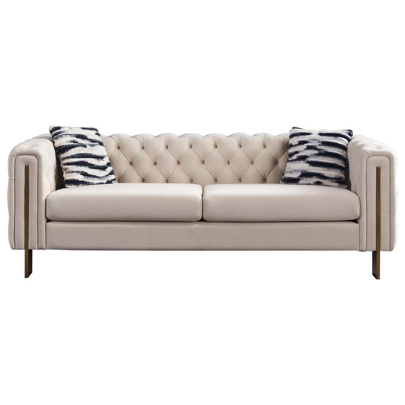 Modern velvet sofa CREAM color image