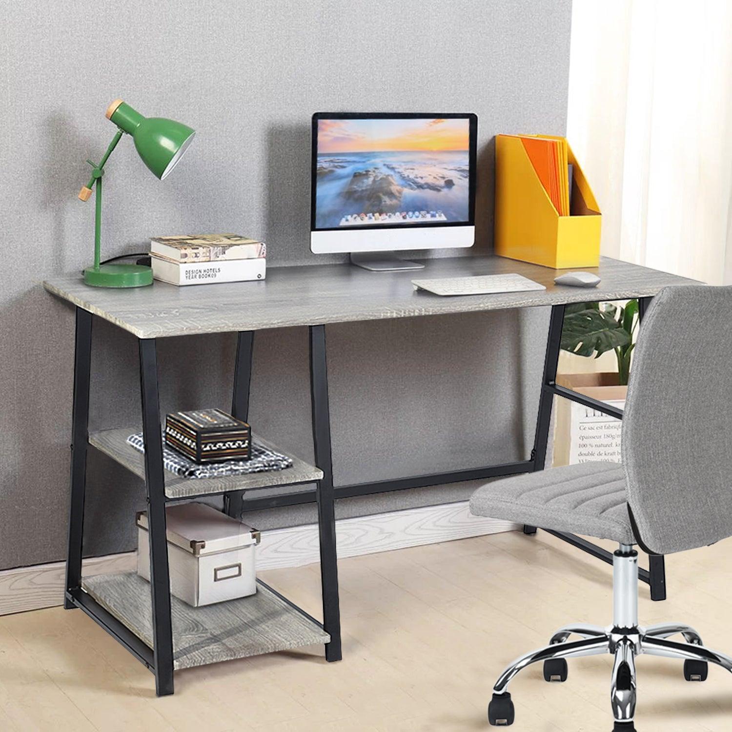 47.4"W X 19.7"D X 28.9"H Wooden Desk with 2Storage Racks - GREY & BLACK image