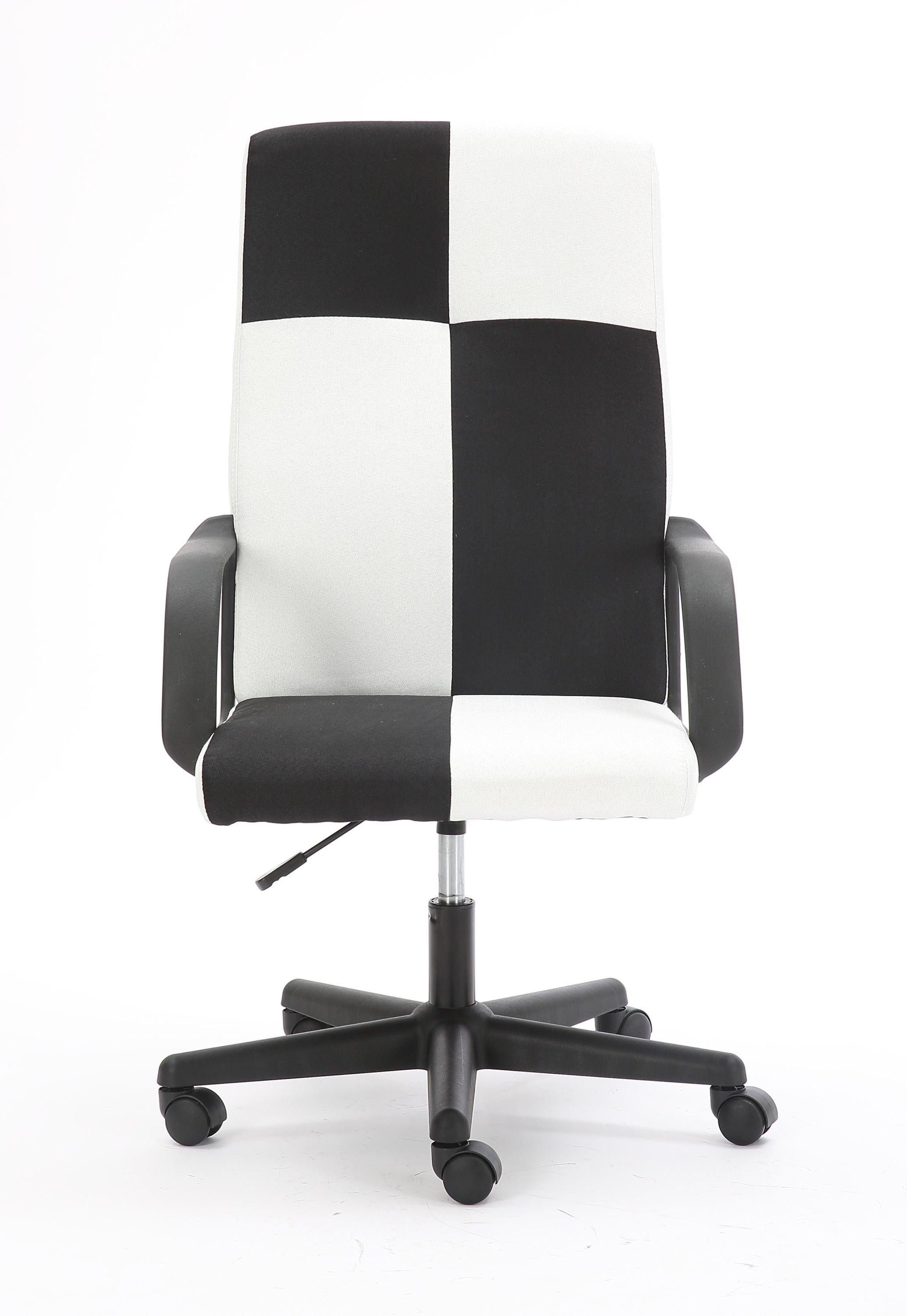 Chessboard office chair, office chair with adjustable backrest armrest, suitable for office, dormitory and study (black and white) image