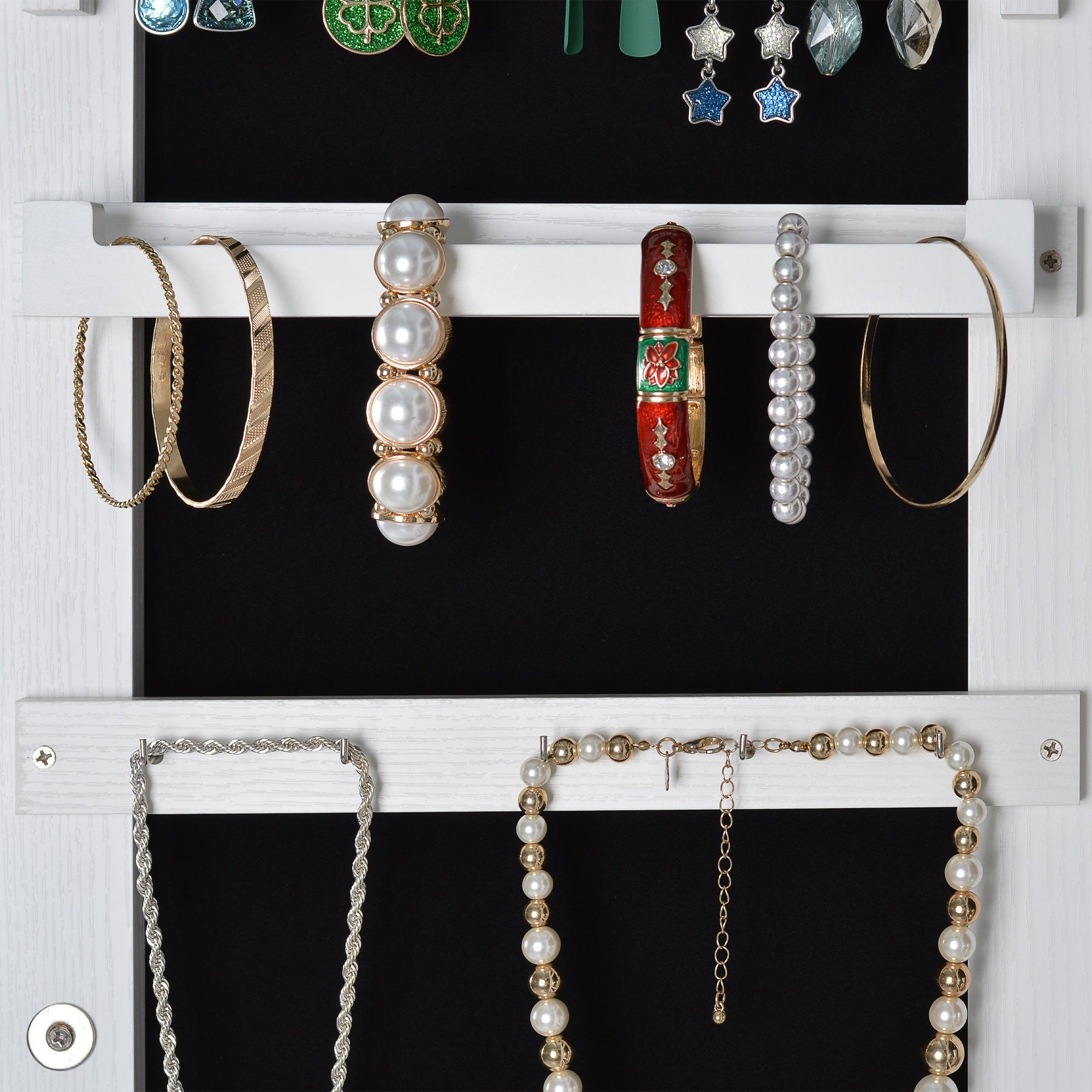 Full Mirror Fashion Simple JewelryStorage Cabinet  With Led Light  Can Be Hung On The Door Or Wall