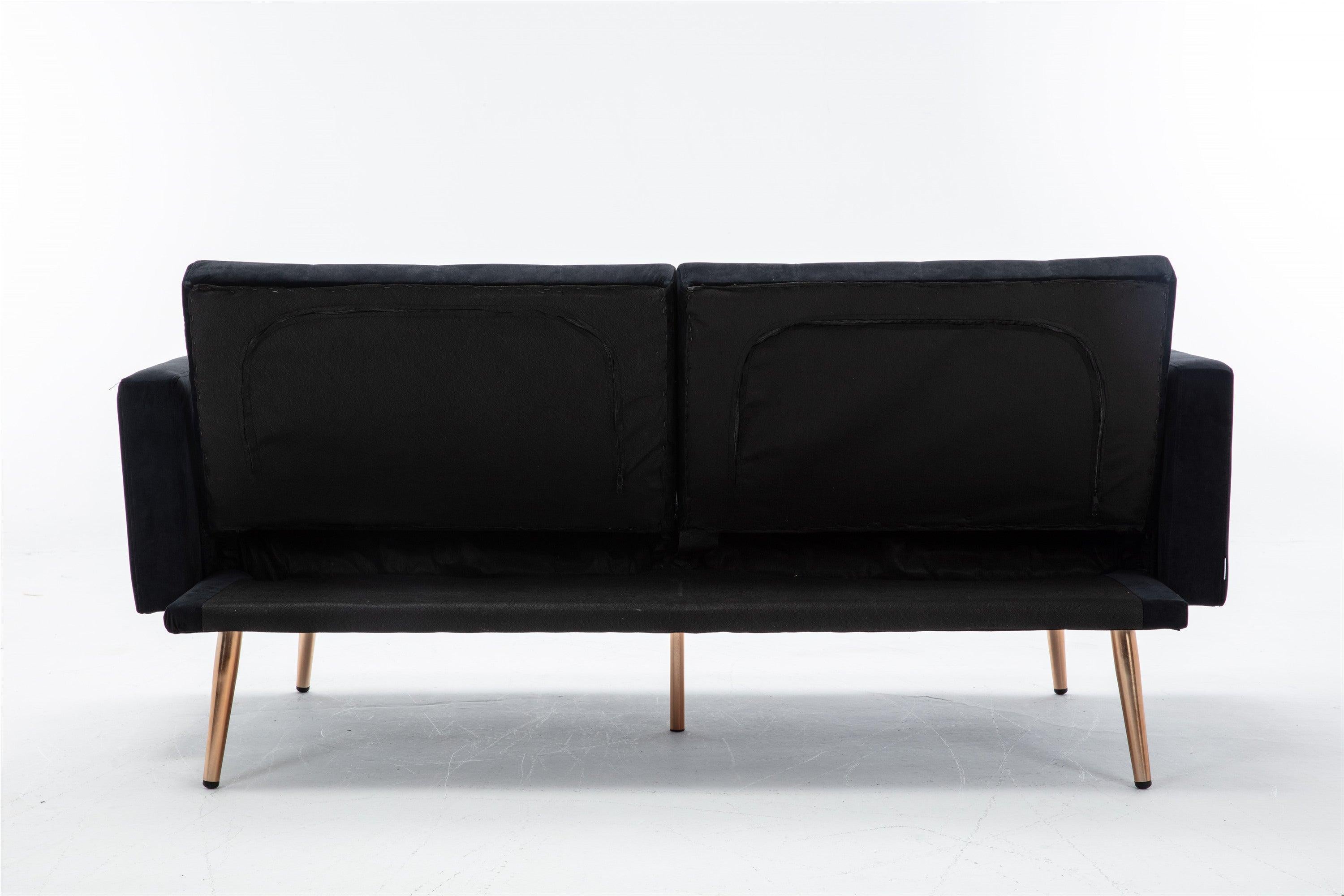 Velvet  Sofa , Accent sofa .loveseat sofa with rose gold metal feet  and  Black  Velvet