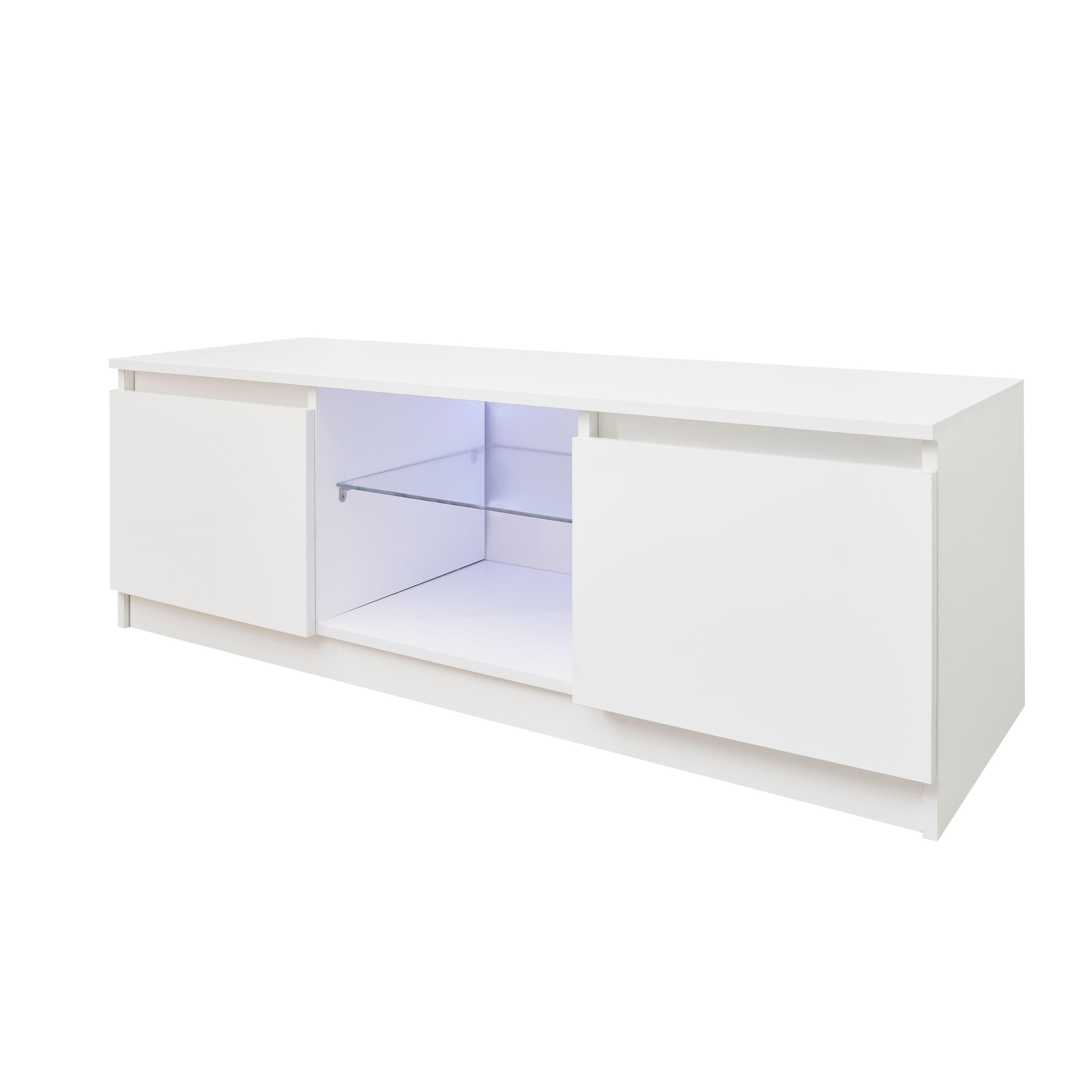 TV Cabinet Wholesale, White TV Stand with Lights,Modern LED TV Cabinet withStorage Drawers, Living Room Entertainment Center Media Console Table