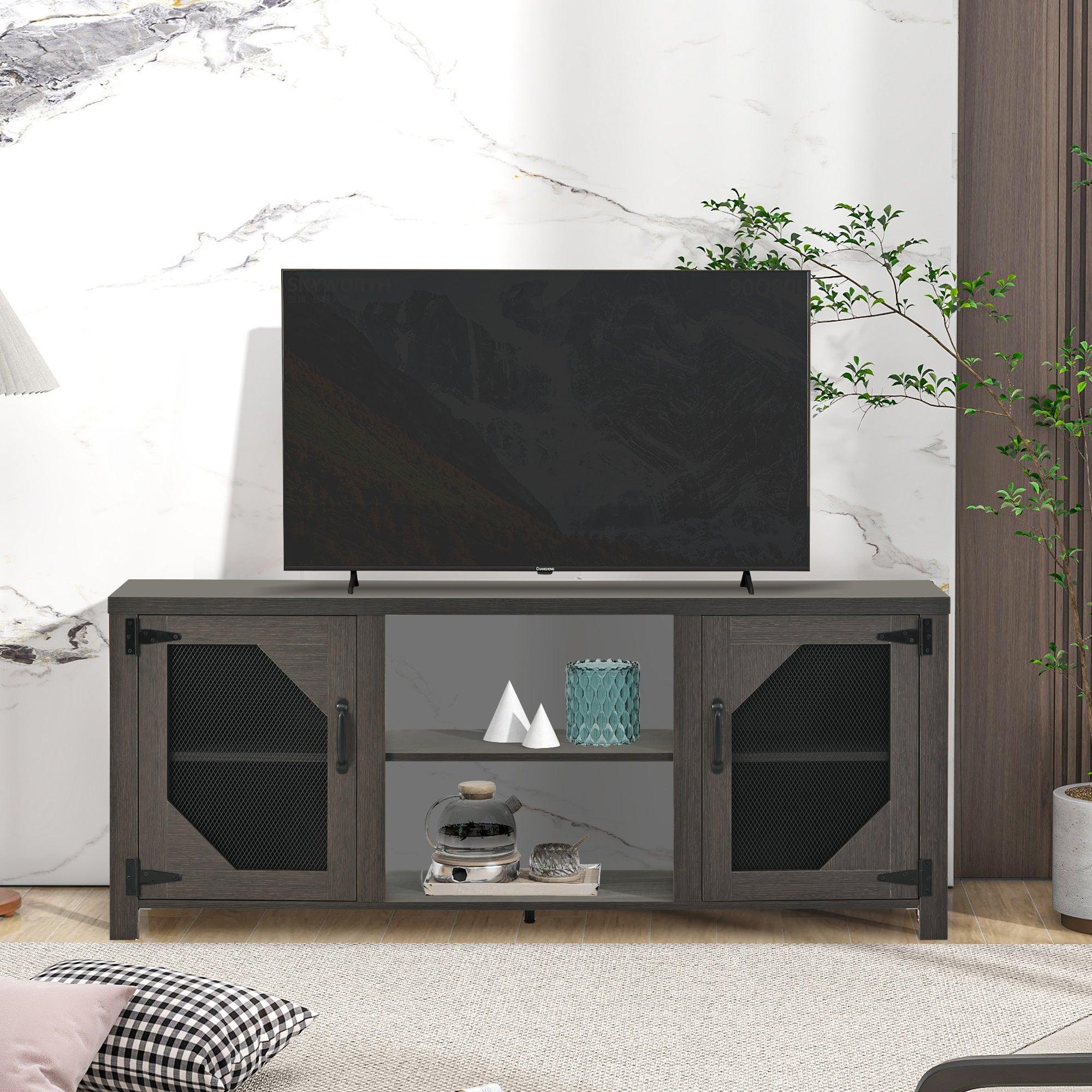 Modern TV Stand for 65'' TV with LargeStorage Space, 3 Levels Adjustable shelves, Magnetic Cabinet Door, Entertainment Center for Living Room, Bedroom