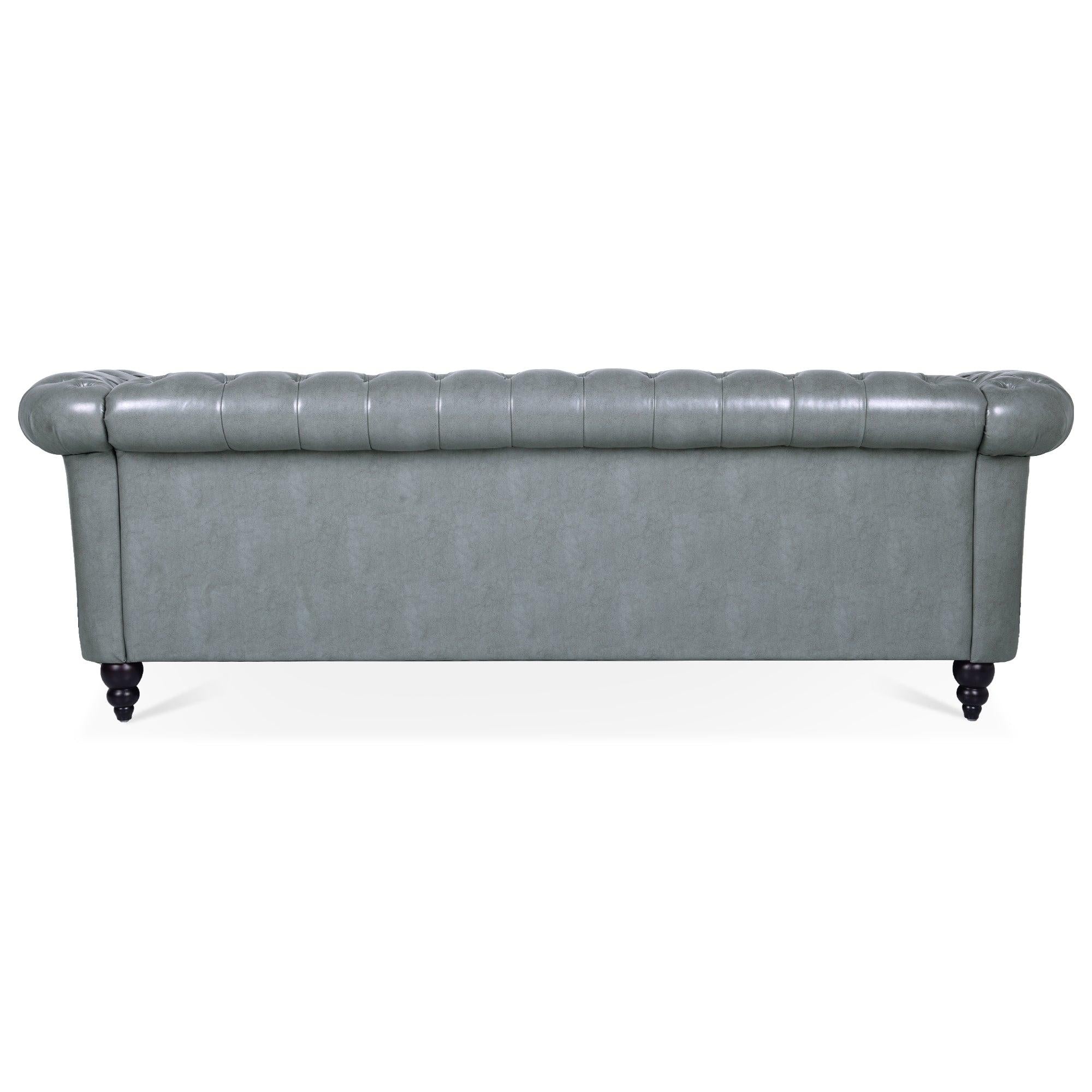 84.65" Rolled Arm Chesterfield 3 Seater Sofa.